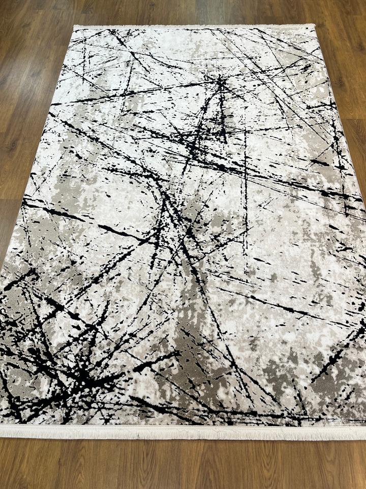 BUGO CONCEPT AKRİLİK BEJ SİYAH MAKİNA HALISI 160x230