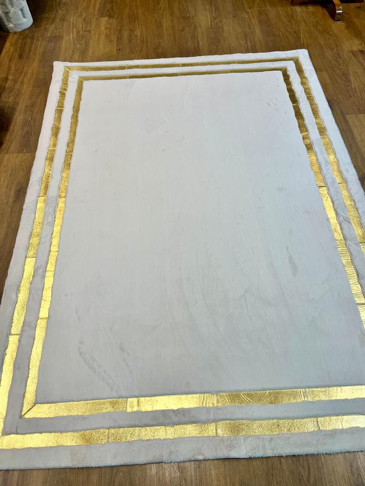 DERİ PELUŞ KREM GOLD HALI 170x240 - 170x240