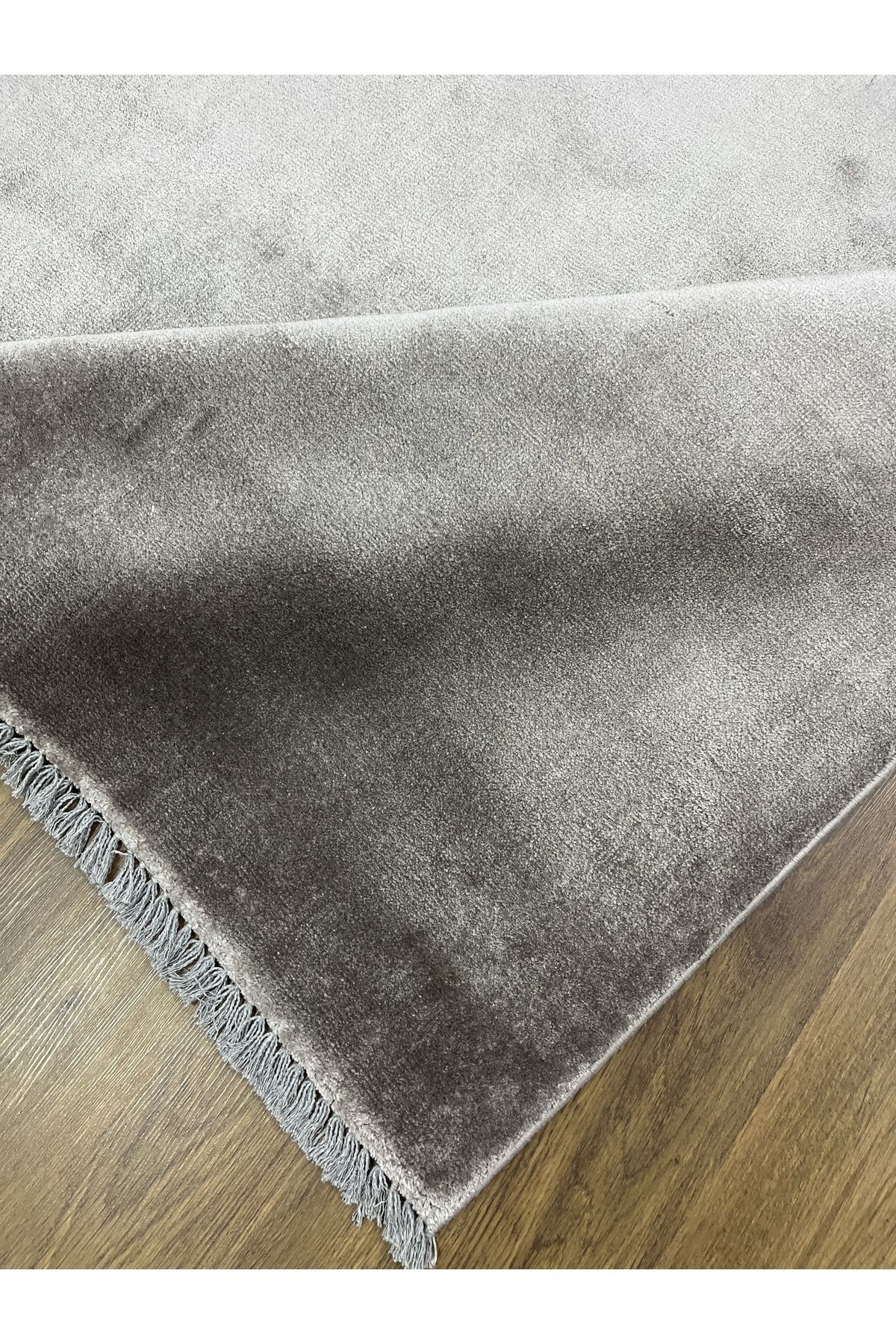 Grey Antrasit Parlak Natural Viskon Salon Halısı 160x230