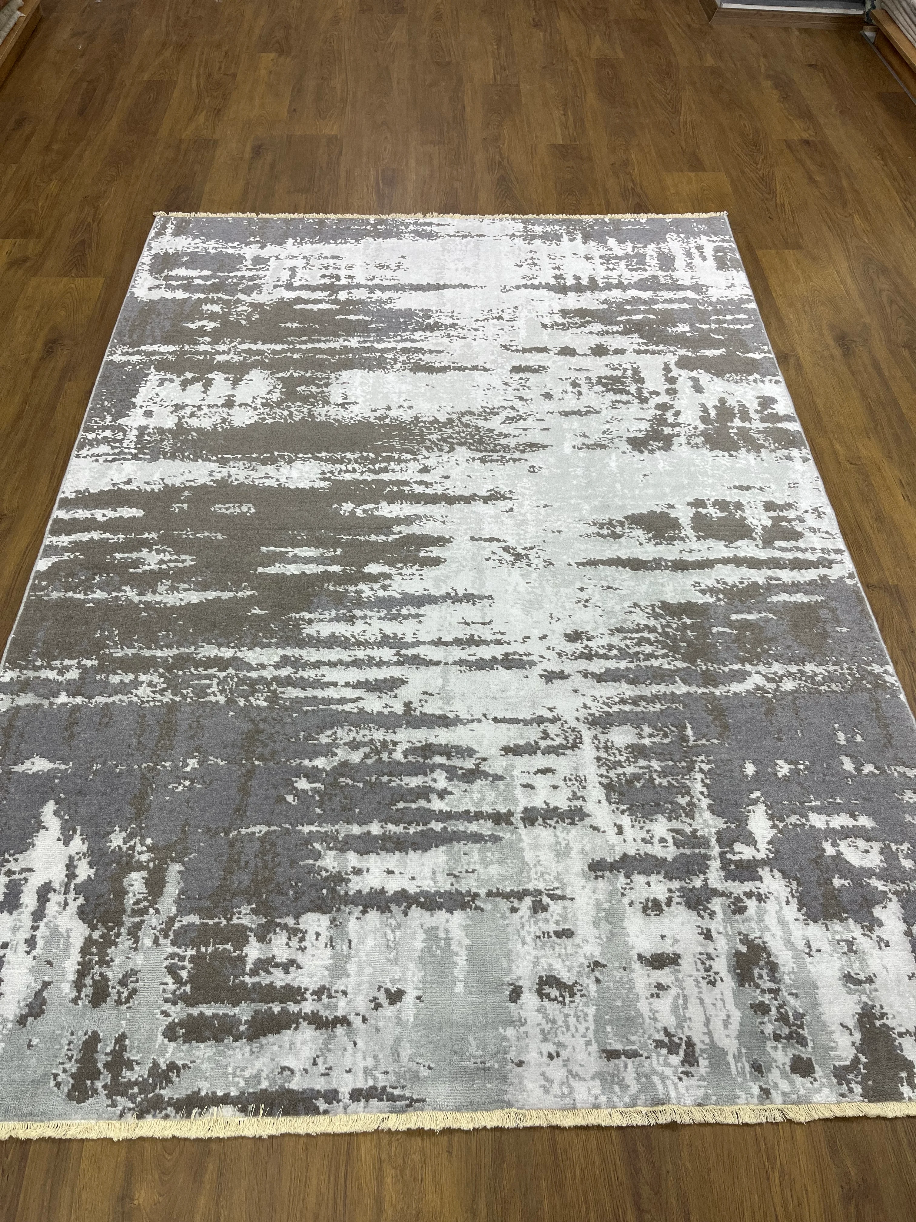 ÖZEL TEZGAH 08 GREY El Emeği ile Özel Tezgahlarda Üretilen Yün Viskon Salon Halısı 160X230 - 160 x 230