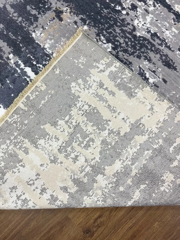 ÖZEL TEZGAH 15 STONE GREY El Emeği ile Özel Tezgahlarda Üretilen Yün Viskon Salon Halısı 170X240
