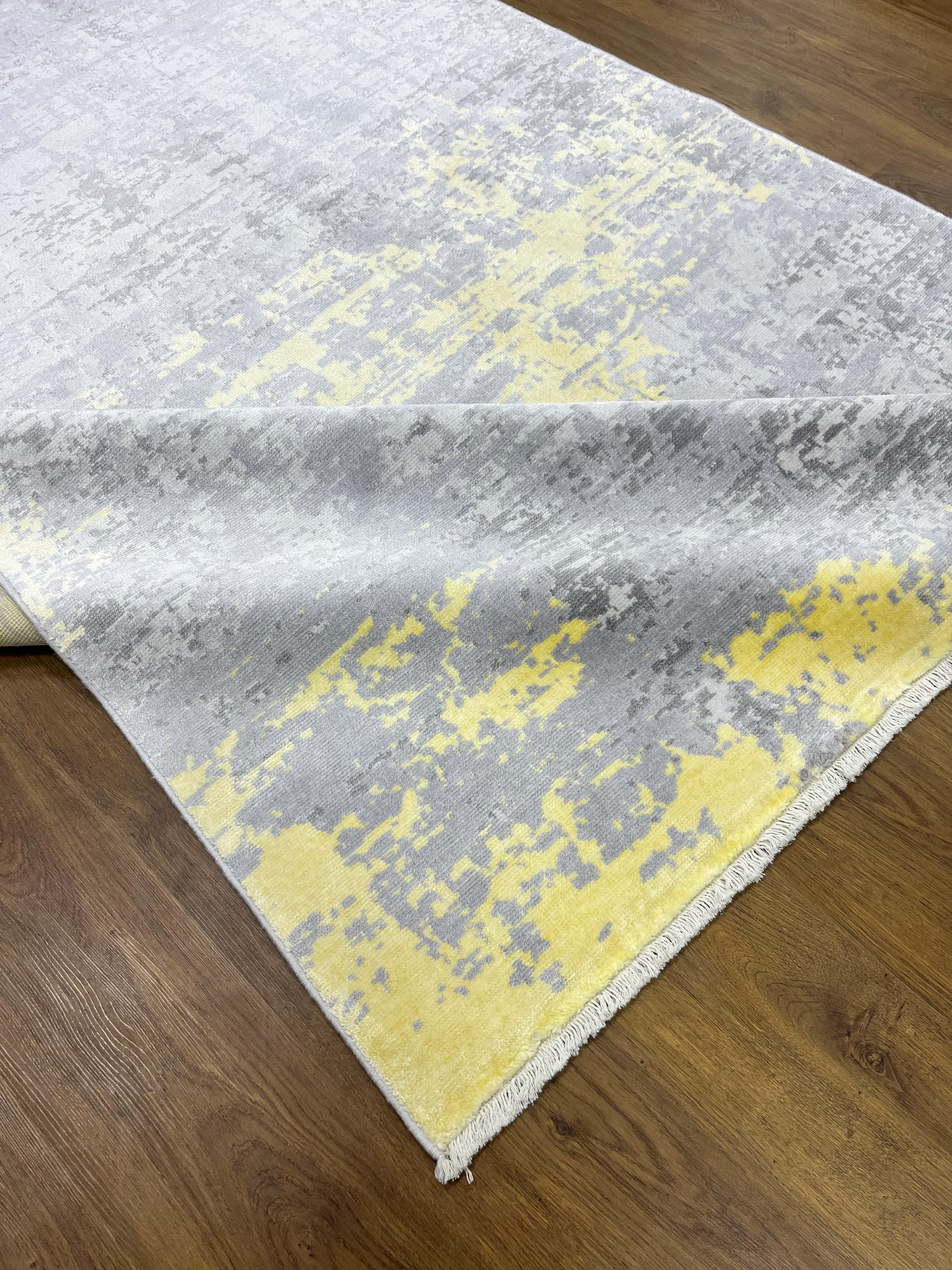 ÖZEL TEZGAH 01 YELLOW El Emeği ile Özel Tezgahlarda Üretilen Yün Viskon Salon Halısı 160X230 - 160 x 230