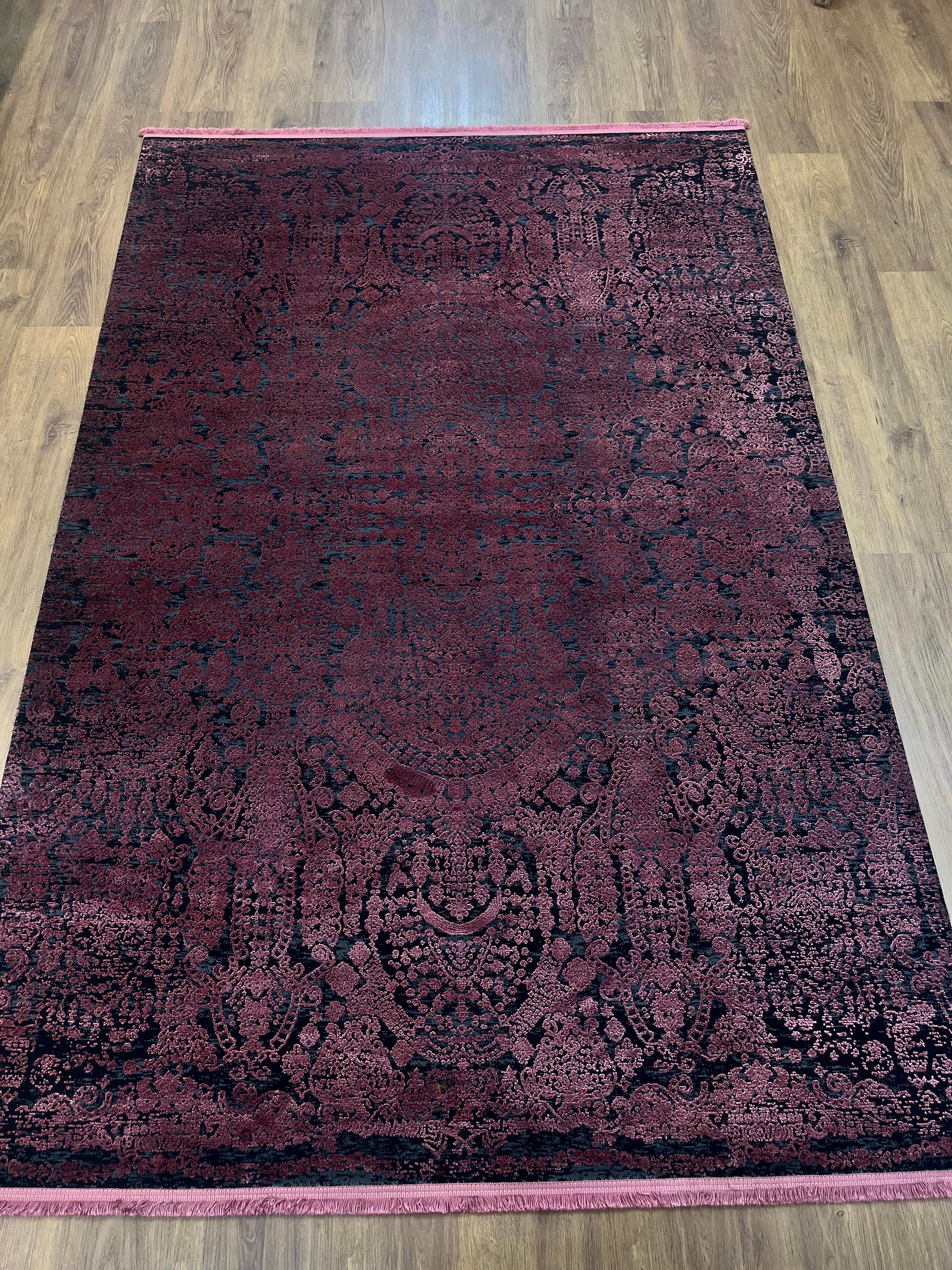 BUGO CONCEPT AKRİLİK VİSKON RED BLACK MAKİNA HALISI 160x230