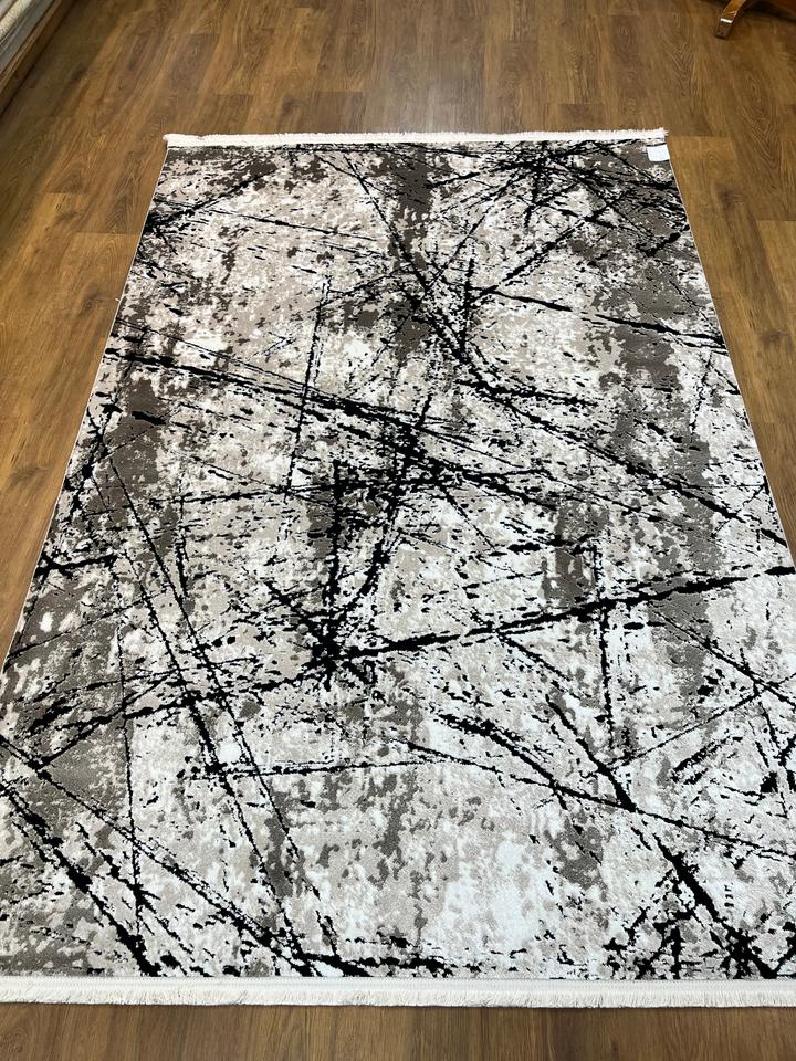 BUGO CONCEPT AKRİLİK BEJ SİYAH MAKİNA HALISI 160x230 - 160 x 230