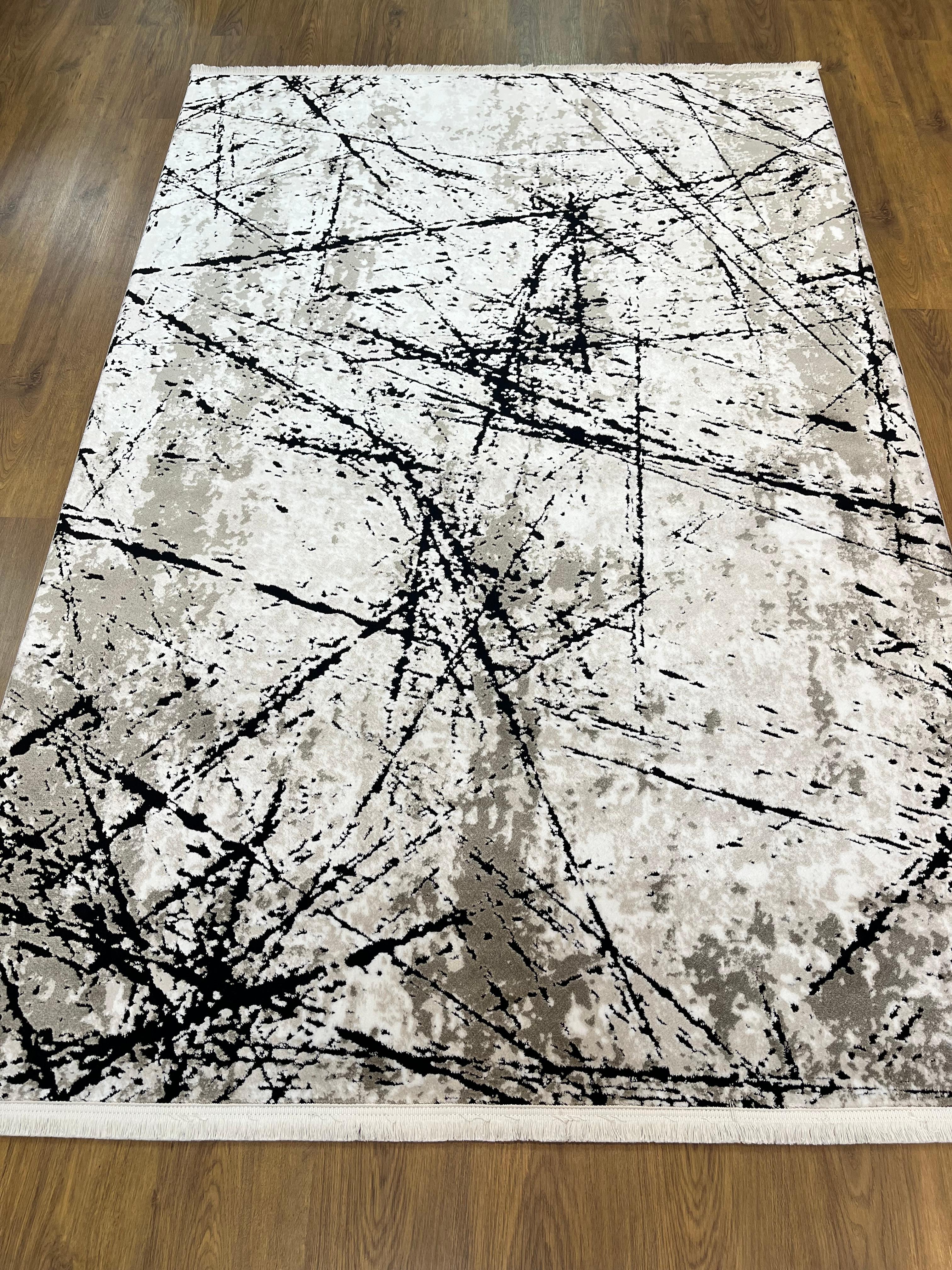 BUGO CONCEPT AKRİLİK BEJ SİYAH MAKİNA HALISI 160x230