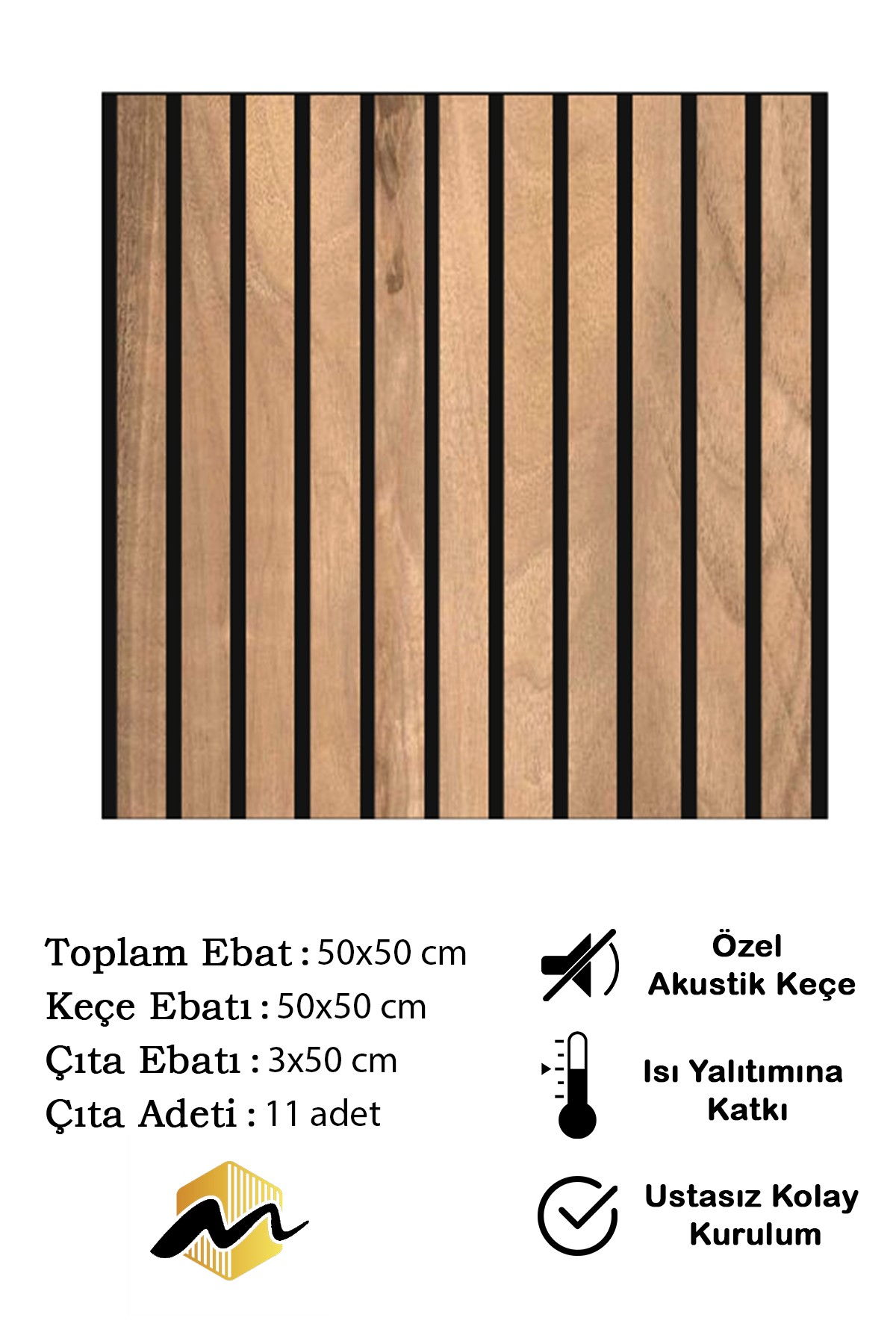 Çıta Ahşap Akustik Duvar Paneli - Modena Model 6 mm