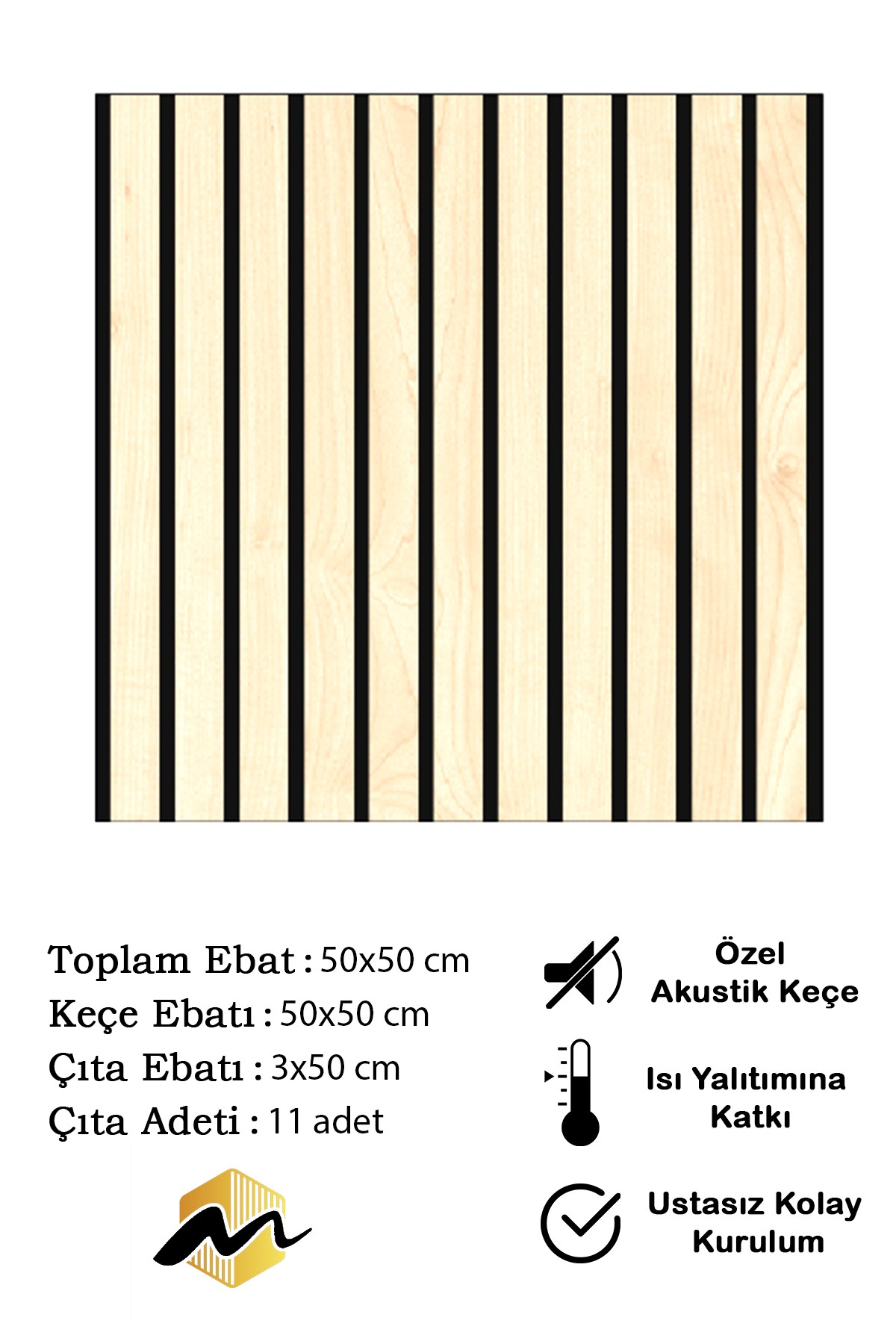 Çıta Ahşap Akustik Duvar Paneli - Banu Model 6 mm