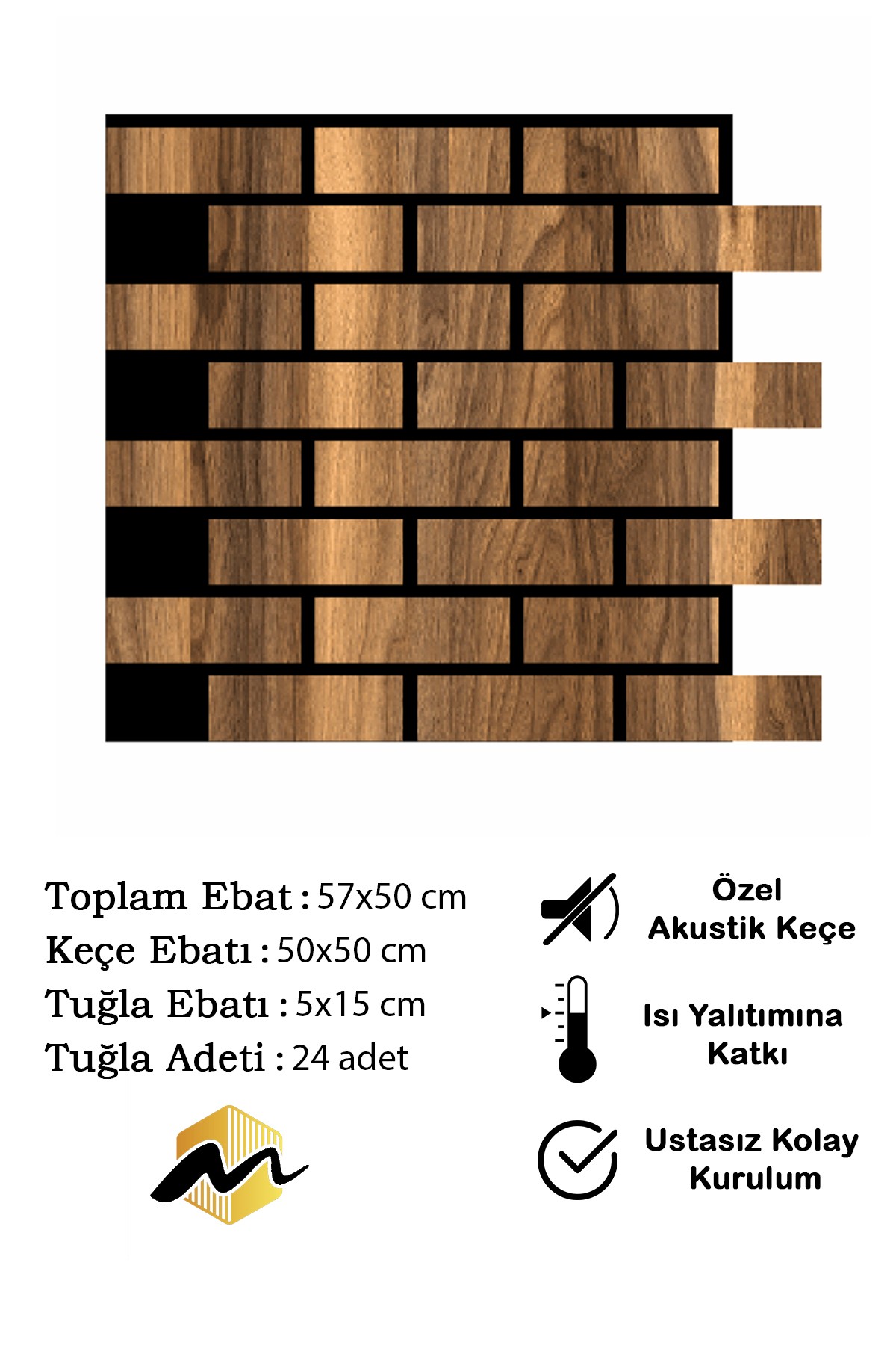 Tuğla Ahşap Akustik Duvar Paneli - Tick Model 6 mm