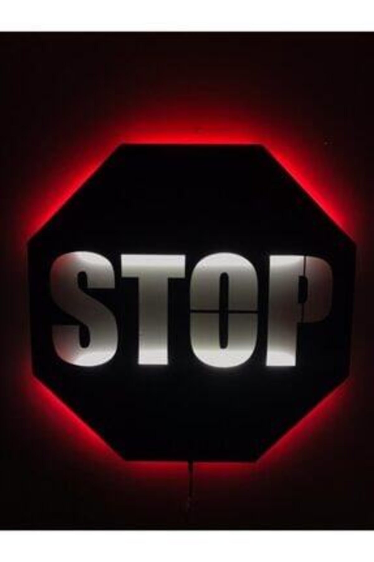 Stop Led Işıklı Ahşap Tablo