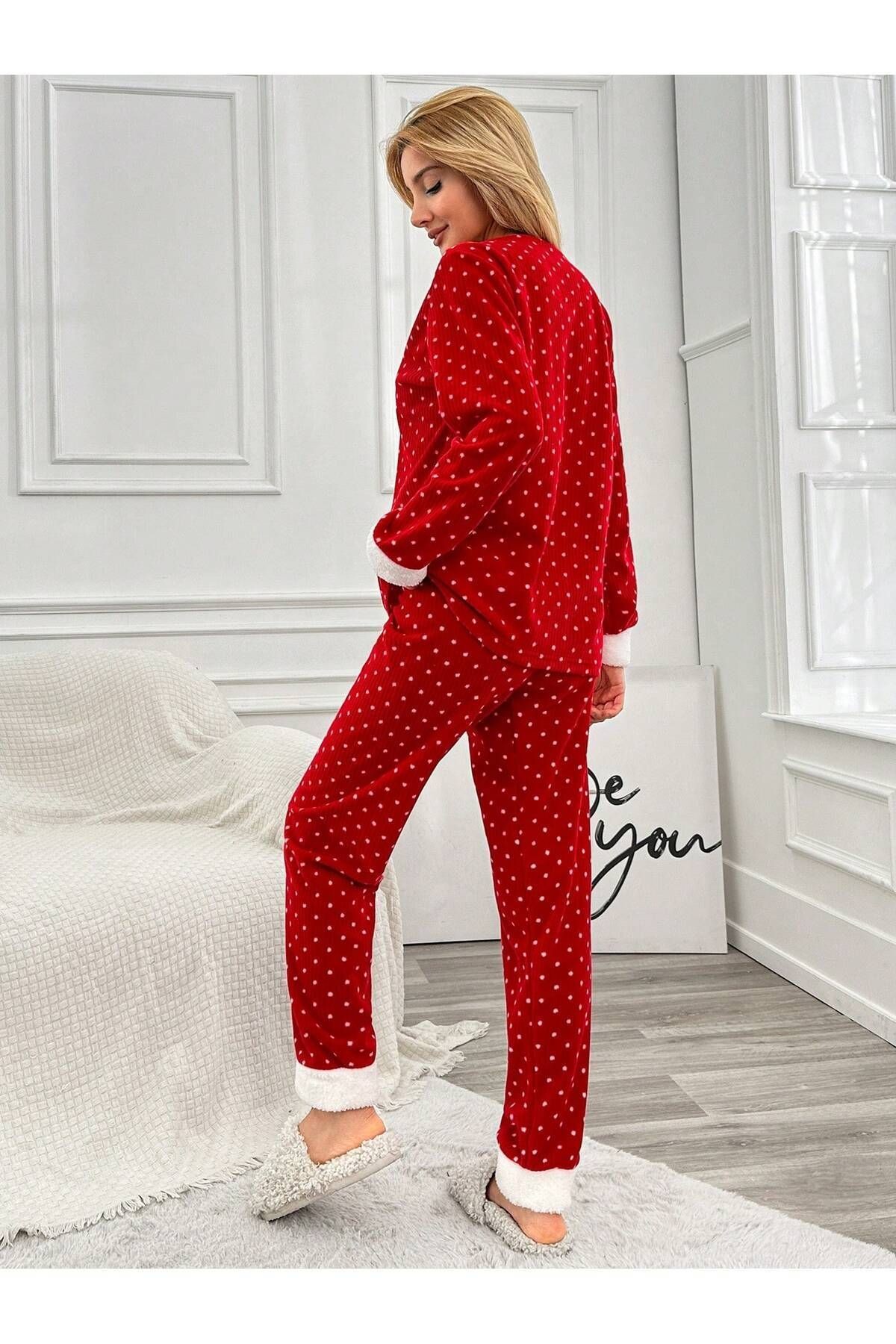 Fitilli Polar Nakış Detaylı Paçaları Wellsoft Kadın Pijama Takımı LMR003