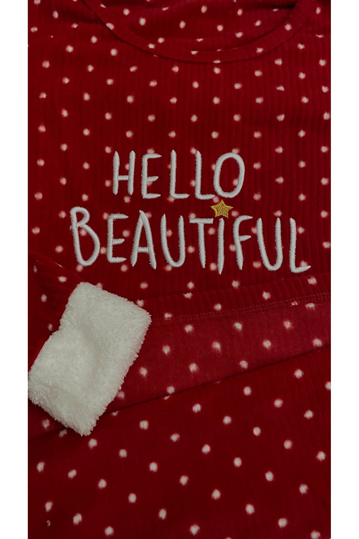 Fitilli Polar Nakış Detaylı Paçaları Wellsoft Kadın Pijama Takımı LMR003