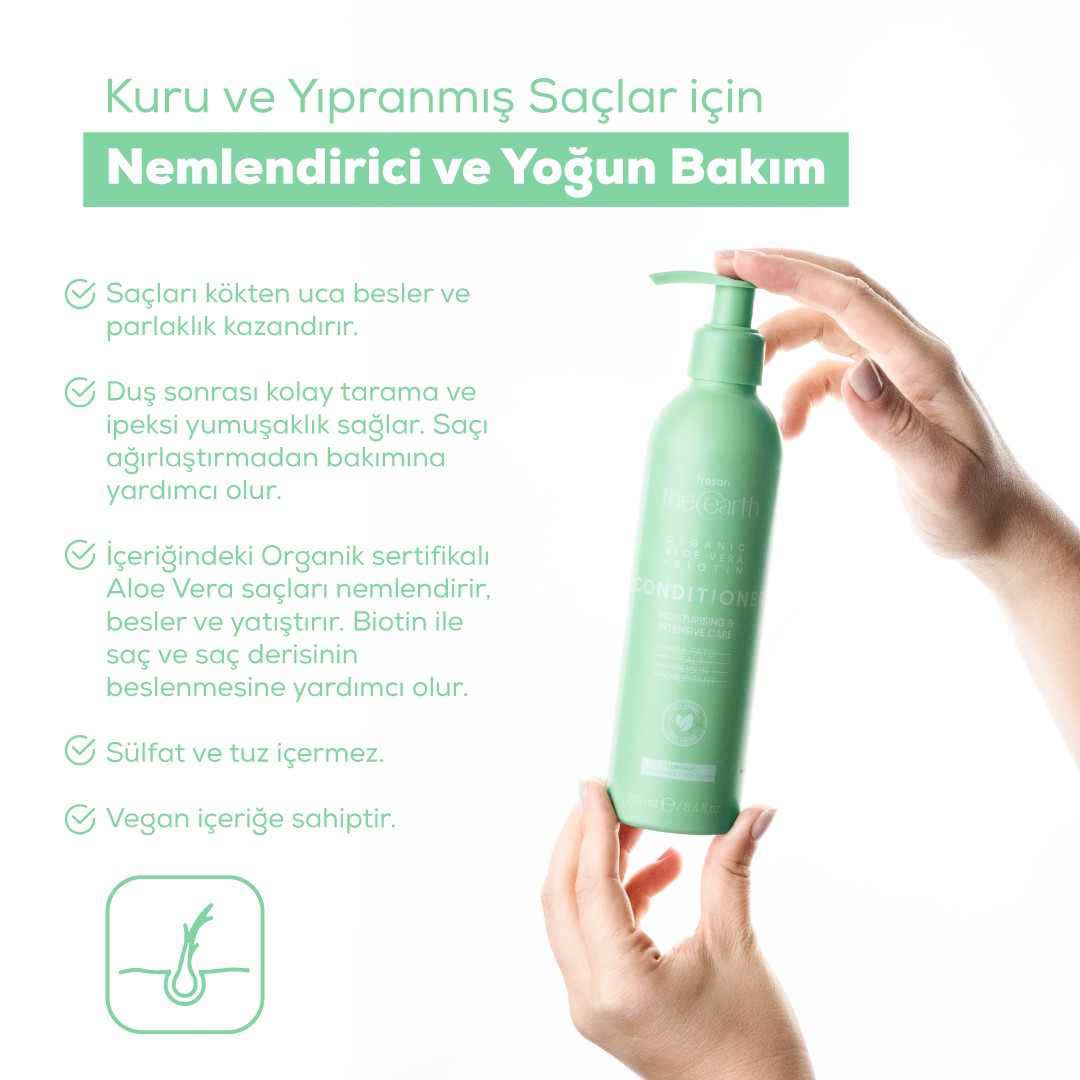 Organic Aloe Vera +Biotin Şampuan 250 ml + Saç Kremi 250ml