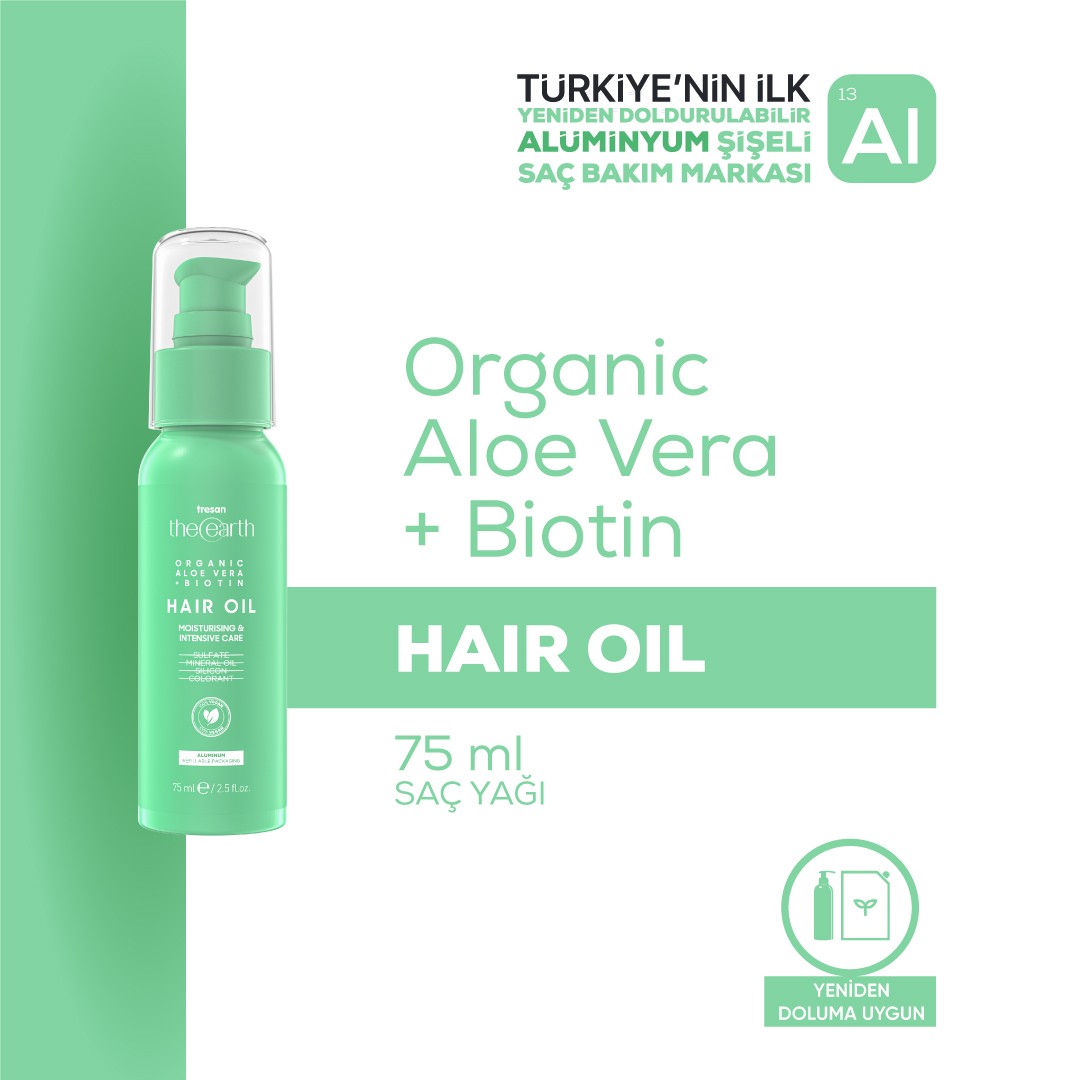 Tresan The Earth Organic Aloe Vera +Biotin Saç Yağı 75 ml