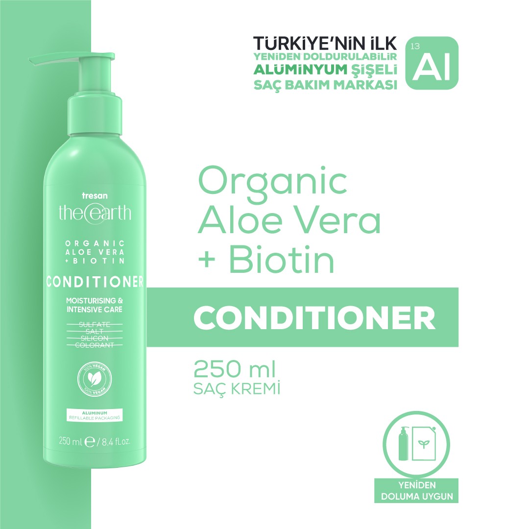 Organic Aloe Vera +Biotin Şampuan 250 ml + Saç Kremi 250 ml + Saç Yağı 75 ml