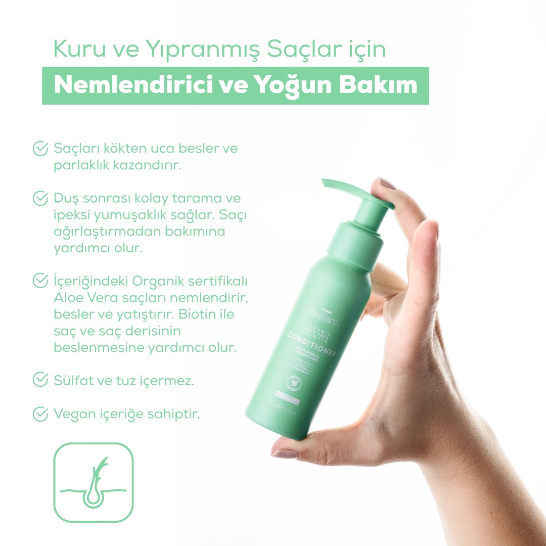 Organic Aloe Vera +Biotin Şampuan 75 ml + Saç Kremi 75ml