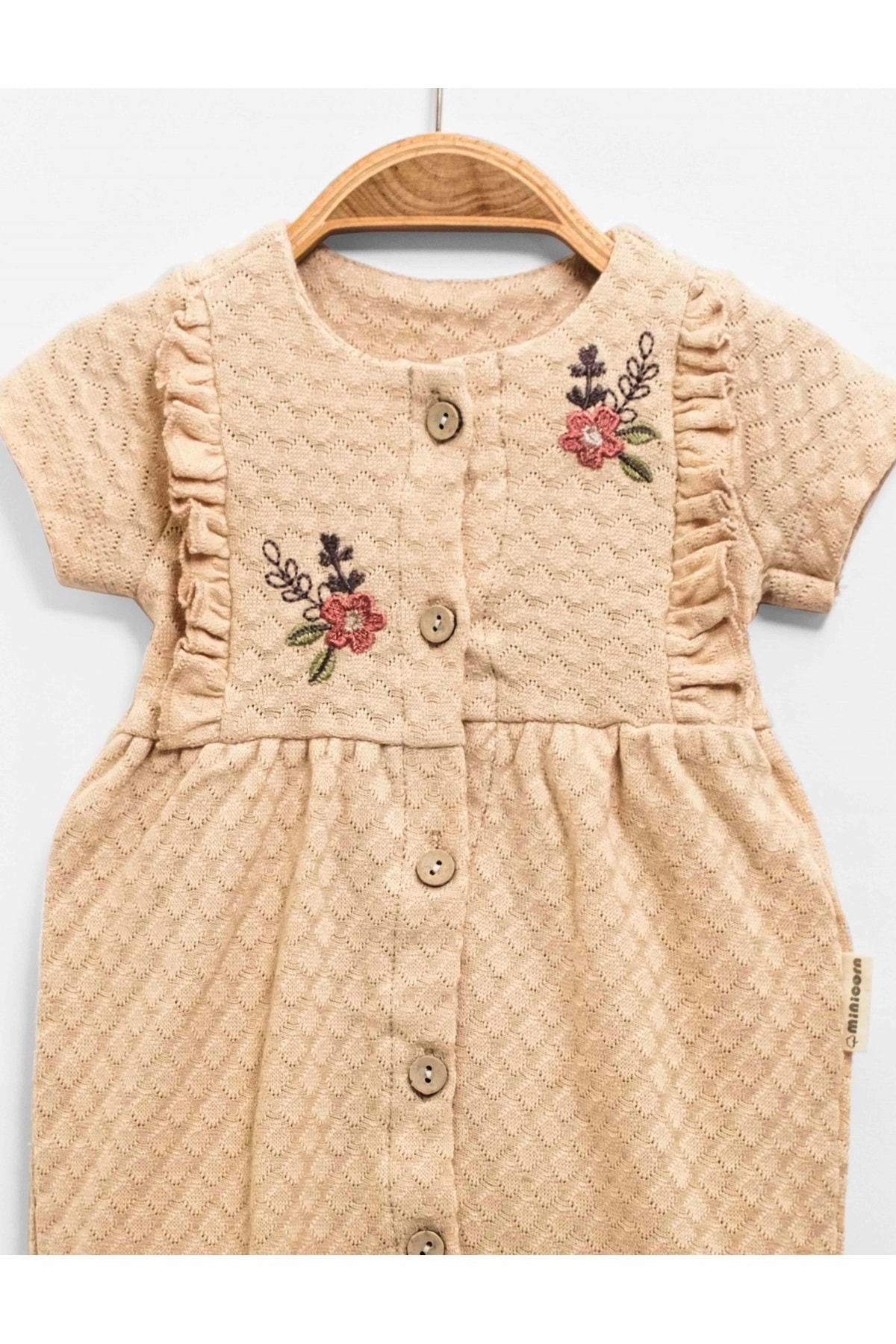 Minicorn Çiçek Nakışlı Bebek Tulumu 2313