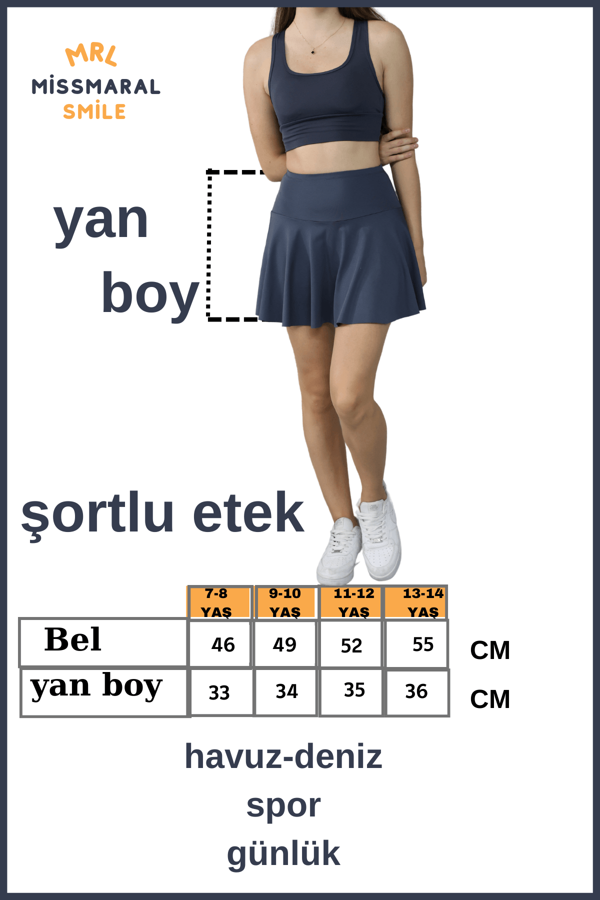 Antrasit Şortlu Etek Yüksek Bel Havuz-deniz Spor Ve Günlük Kullanım Skirt With Shorts 4101