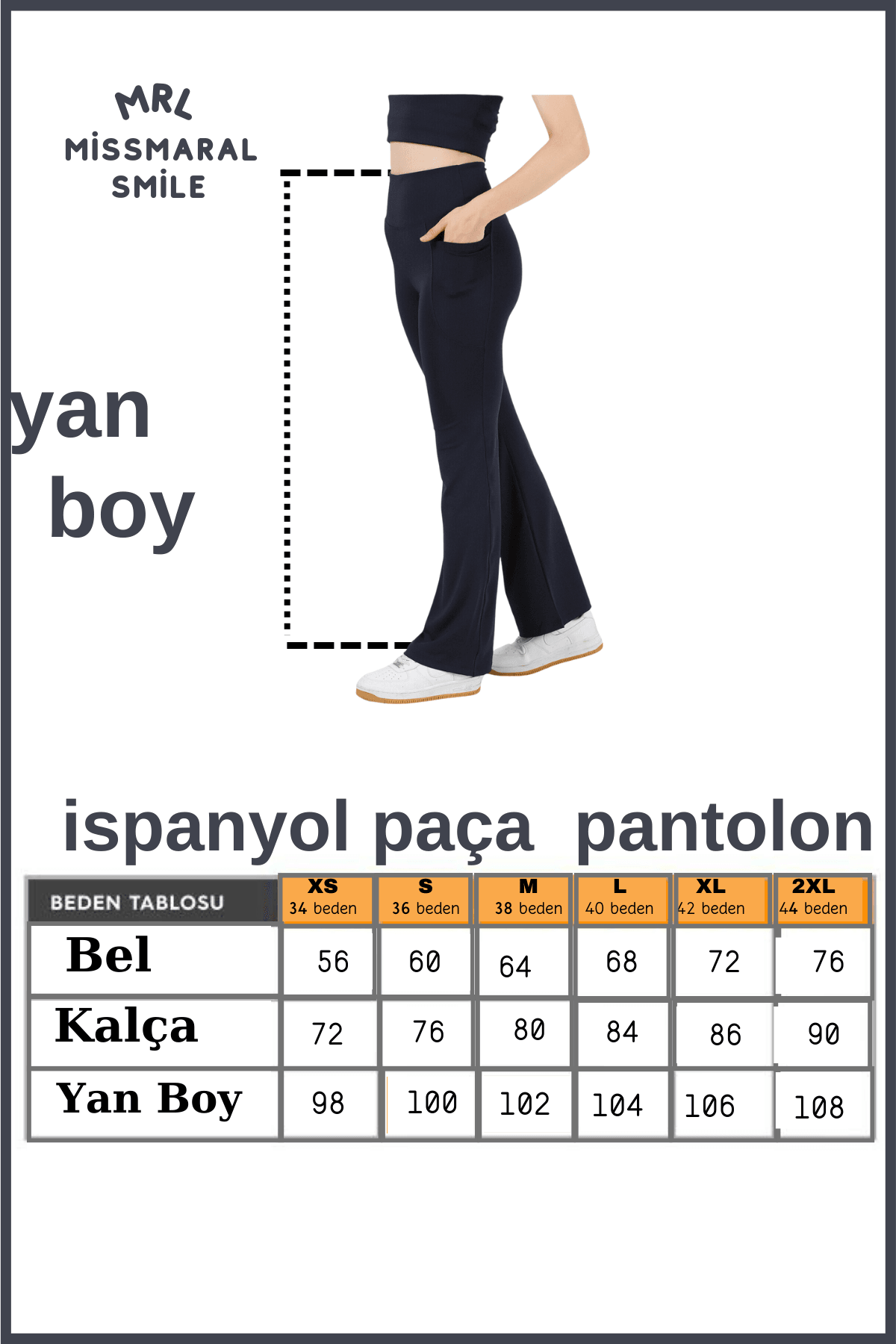 Kadın Lacivert  İspanyol Paça Tayt Çift Cepli Yüksek Bel Toparlayıcı  Dark Blue Bootcut 105301