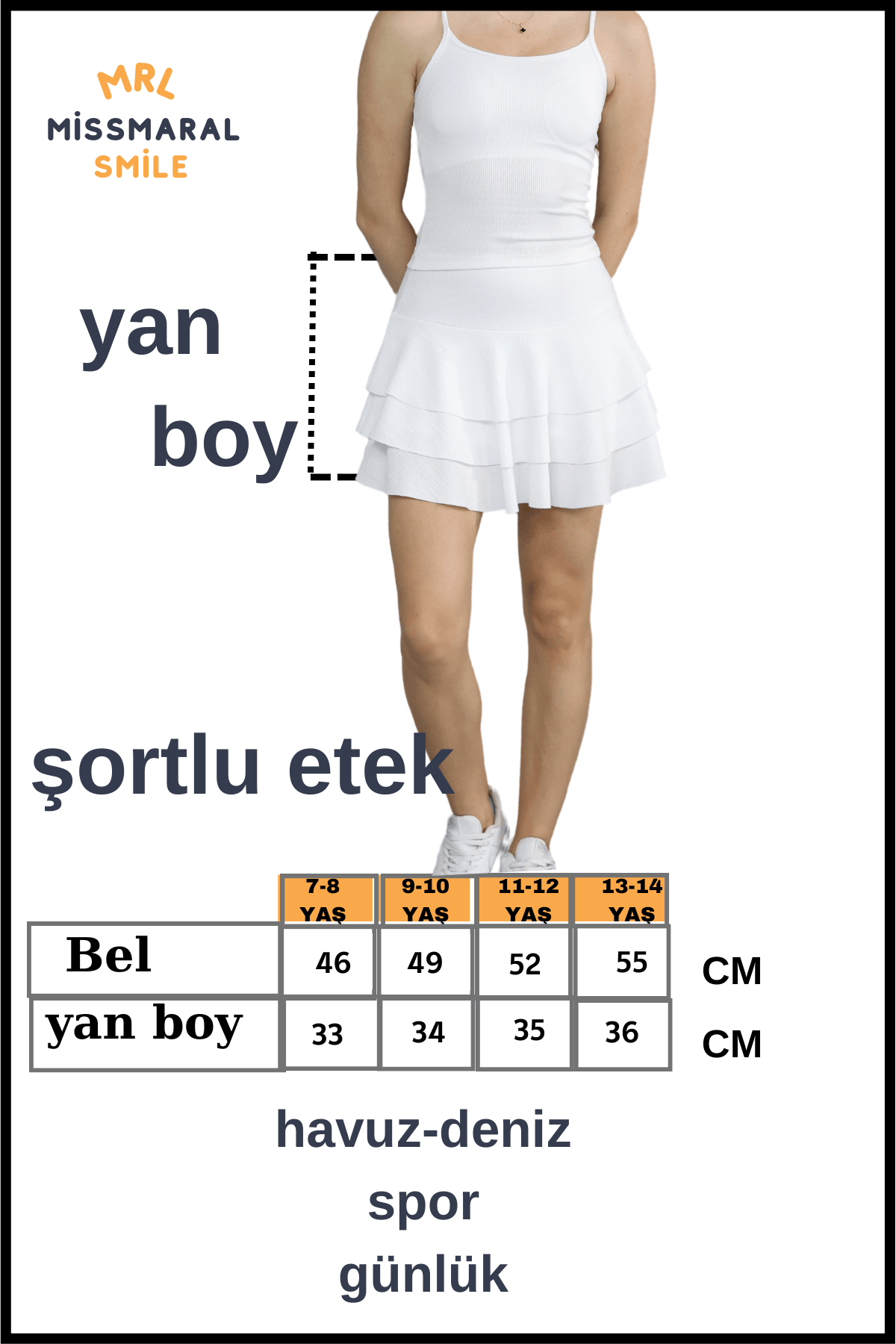 Beyaz Mykonos Şortlu Etek Havuz-deniz Spor Ve Günlük Kullanım Skirt With Shorts 4101