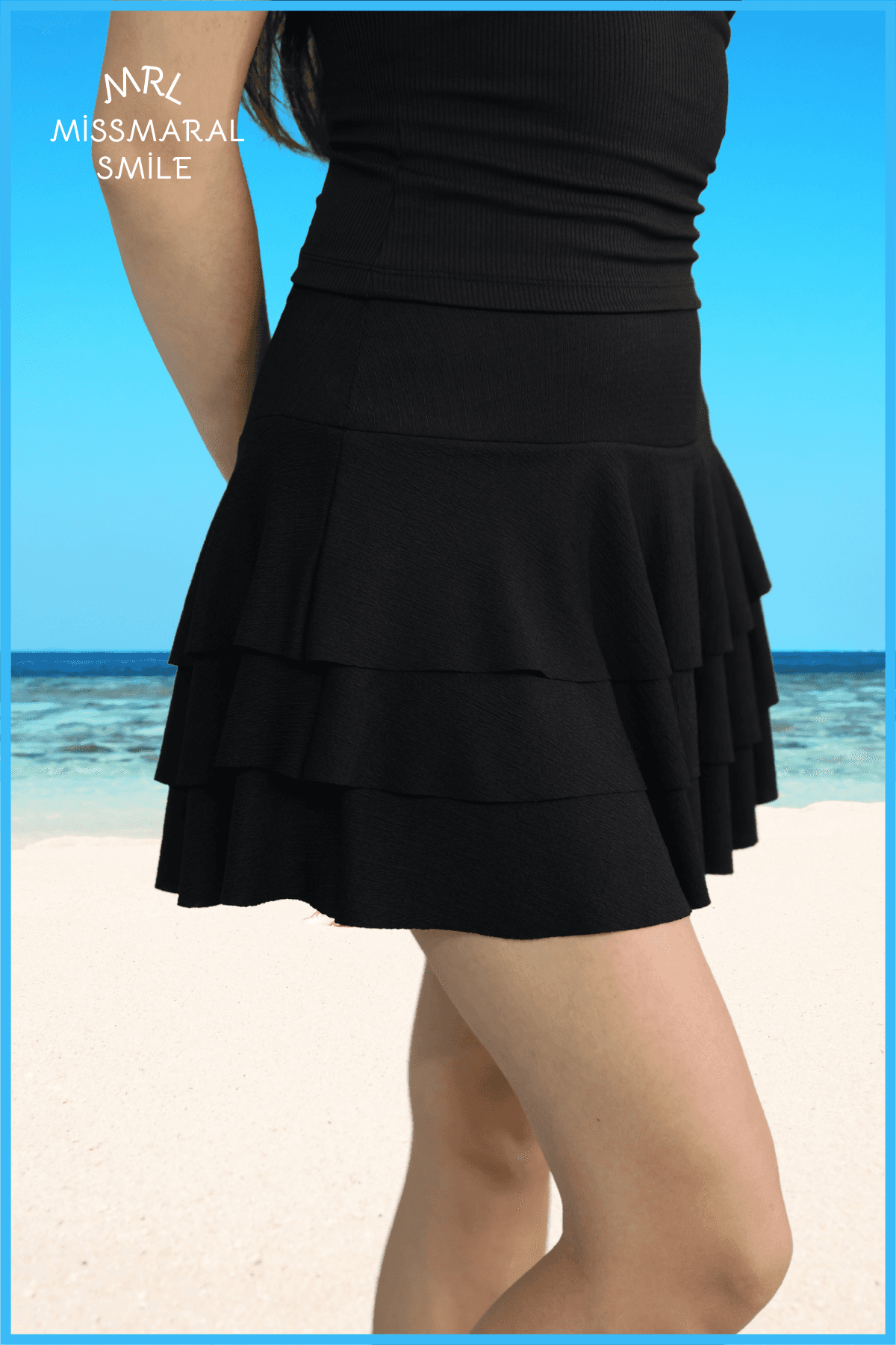 Siyah Mykonos Şortlu Etek Havuz-deniz Spor Ve Günlük Kullanım Skirt With Shorts 4101