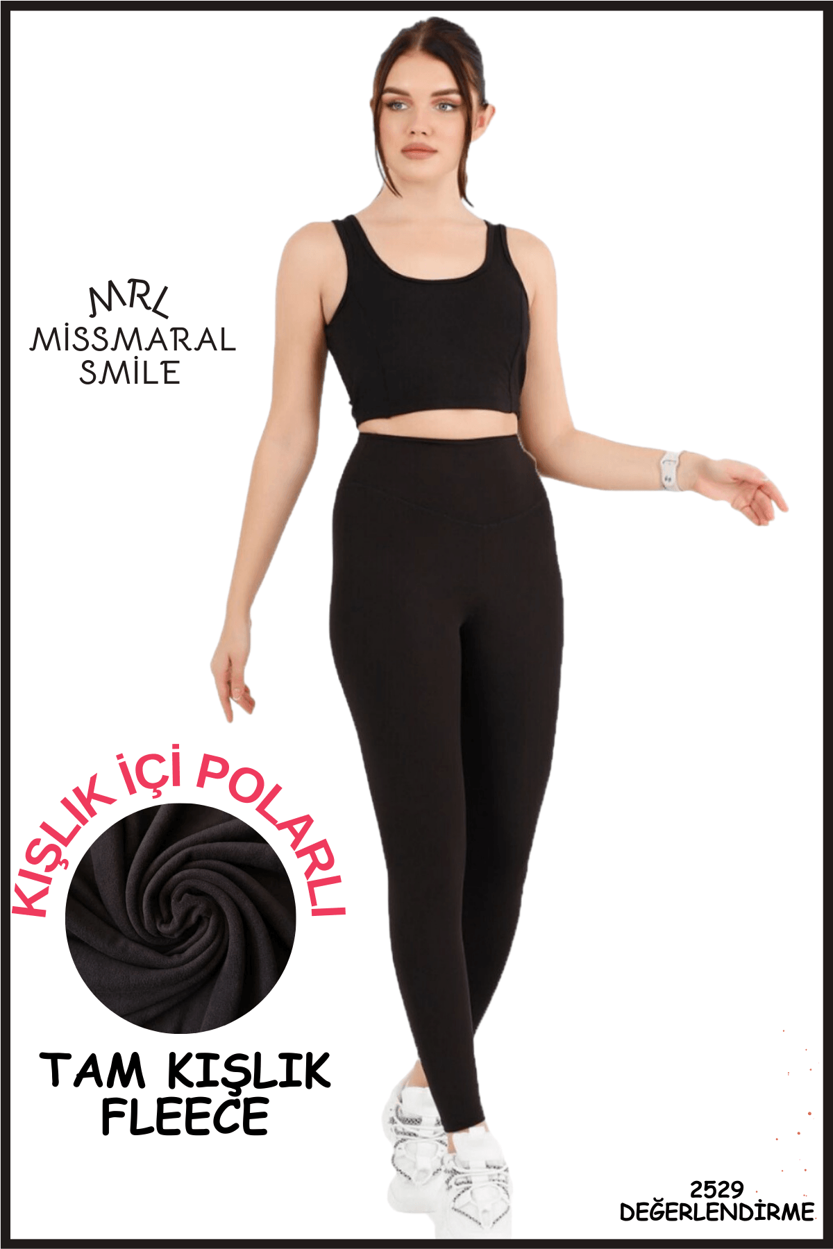 Kadın Siyah Yüksek Bel Kışlık Polarlı Toparlayıcı Tayt Curve High Waist Fleece Winter Tights 1024