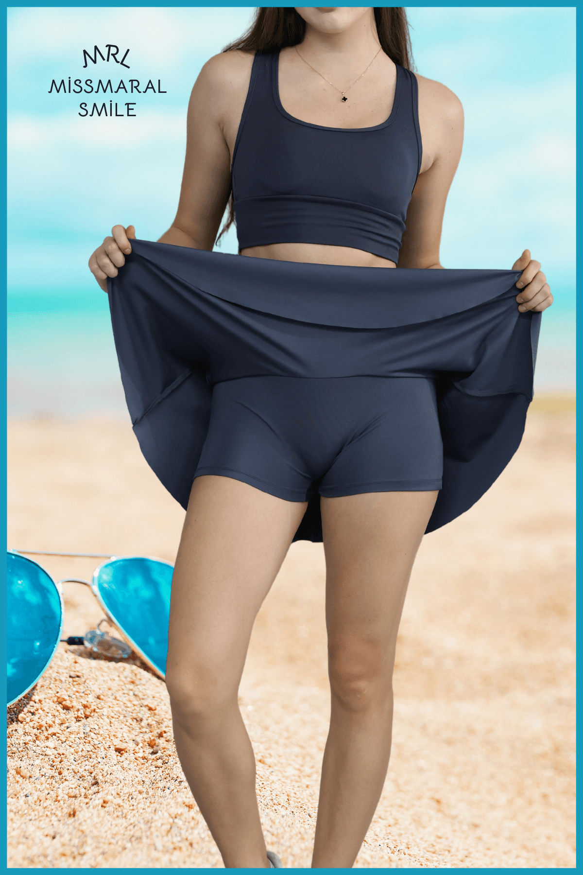 Antrasit Şortlu Etek Yüksek Bel Skirt With Shorts Casual Beachwear Tennis 1101