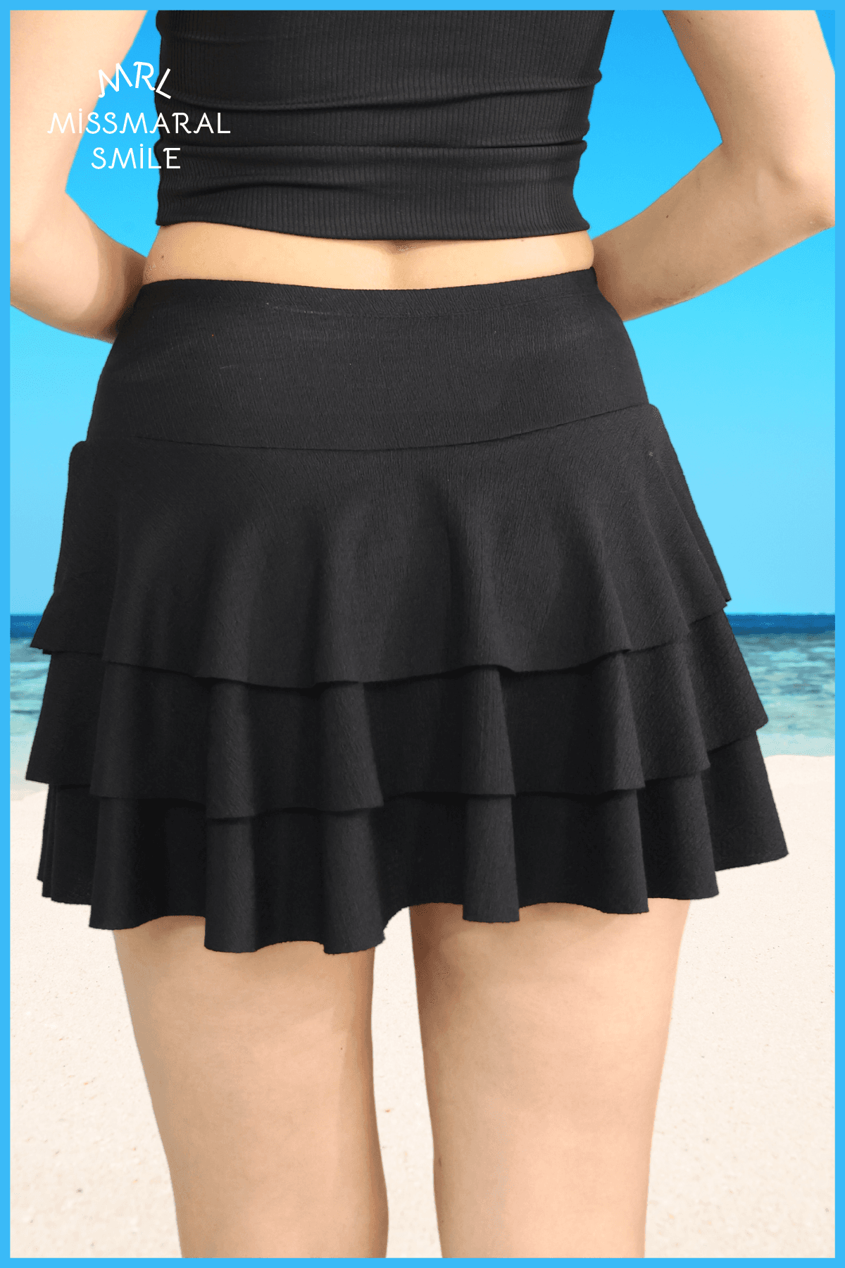 Siyah Mykonos Şortlu Etek Havuz-deniz Spor Ve Günlük Kullanım Skirt With Shorts 4101