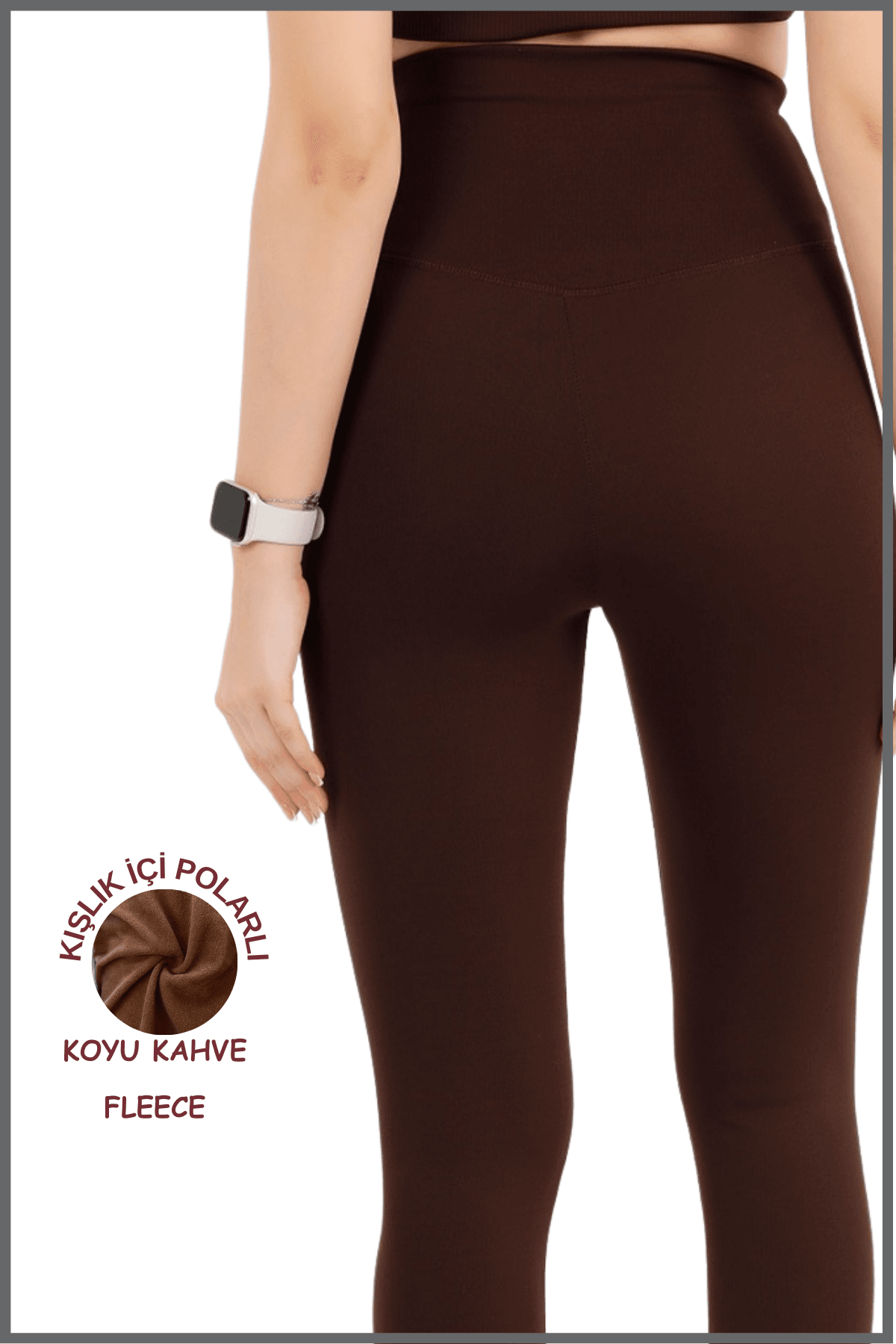 Kadın Kahve Yüksek Bel Kışlık Polarlı Toparlayıcı Tayt Curve High Waist Fleece Winter Tights 1024