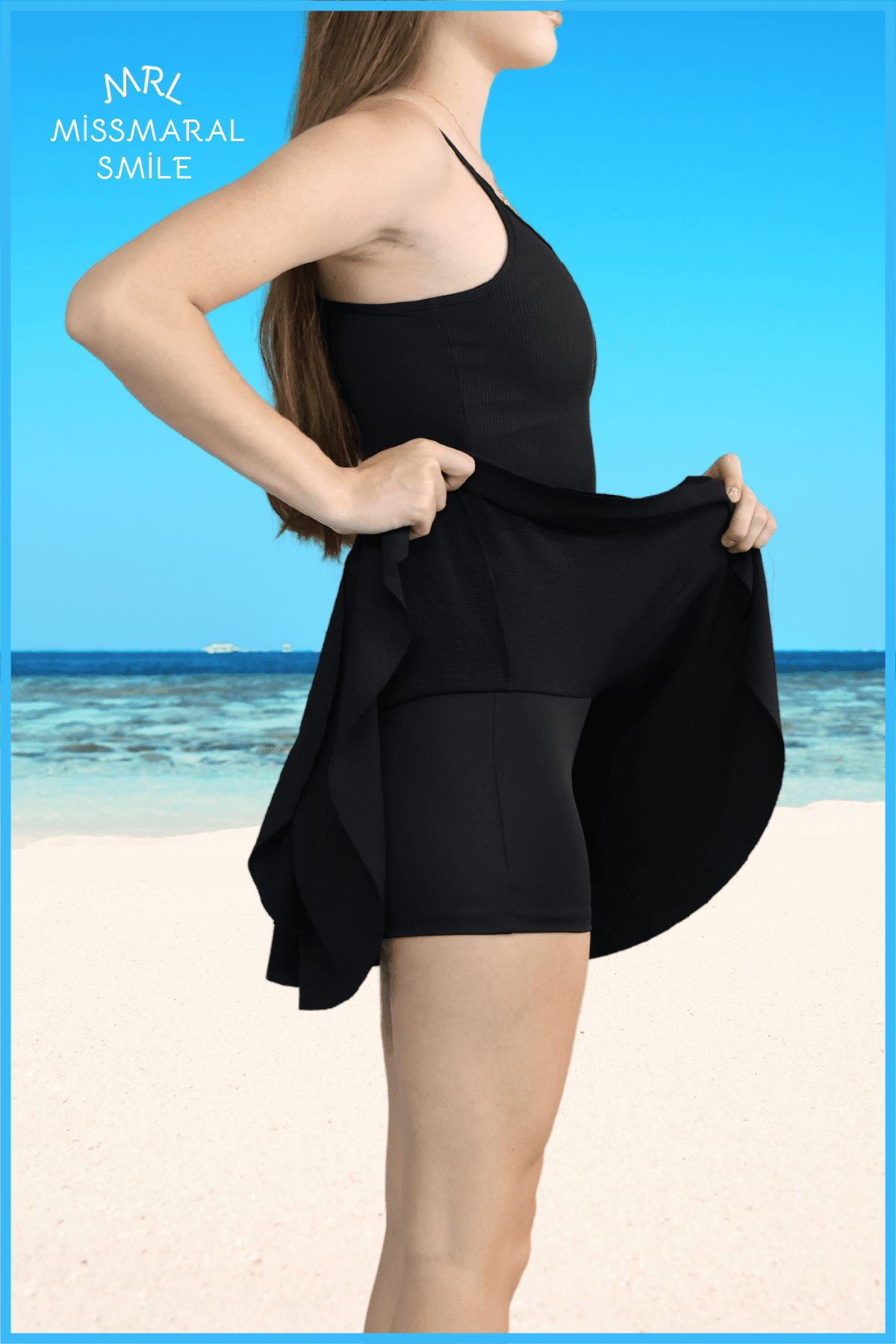 Siyah Mykonos Şortlu Etek Havuz-deniz Spor Ve Günlük Kullanım Skirt With Shorts 4101