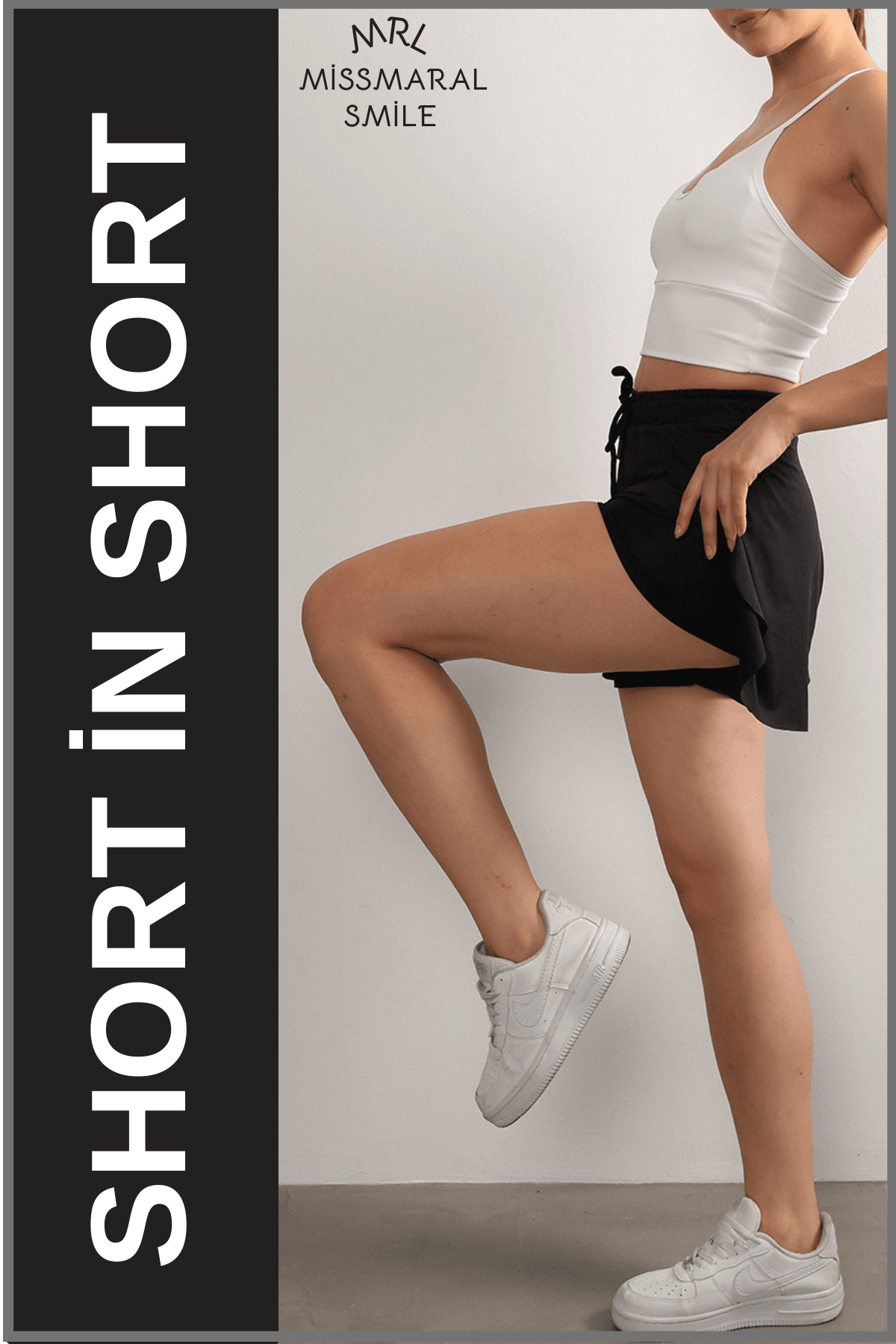 Siyah Bol Kesim Taytlı Spor Şort  Shorts İn Shorts 11100