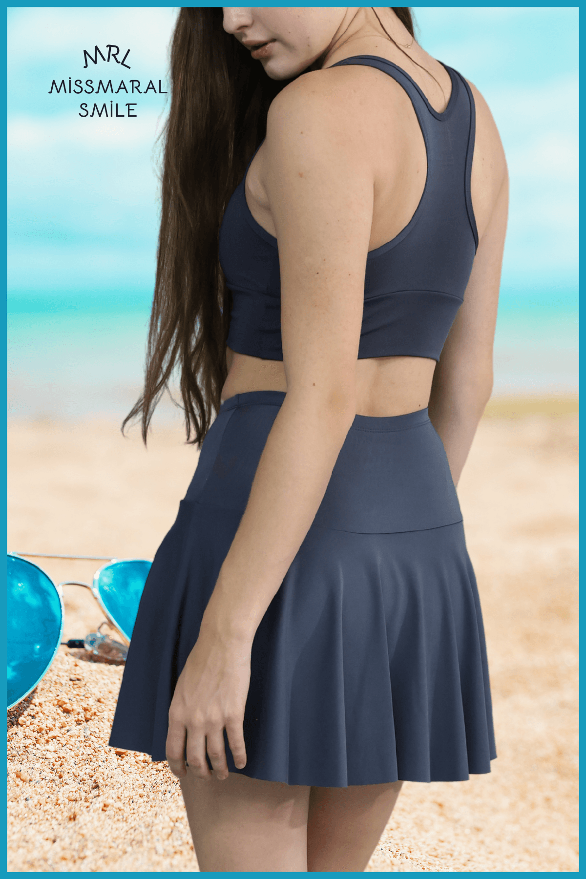 Antrasit Şortlu Etek Yüksek Bel Skirt With Shorts Casual Beachwear Tennis 1101