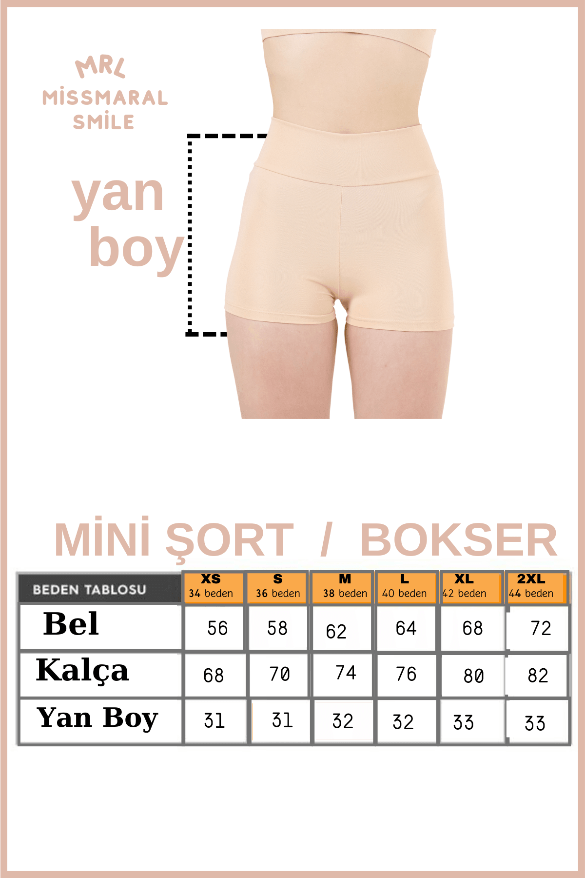 Kadın Mini Şort Boxer Ten Rengi Yüksek Bel Sıkılaştırıcı Fit Görünüm 11080