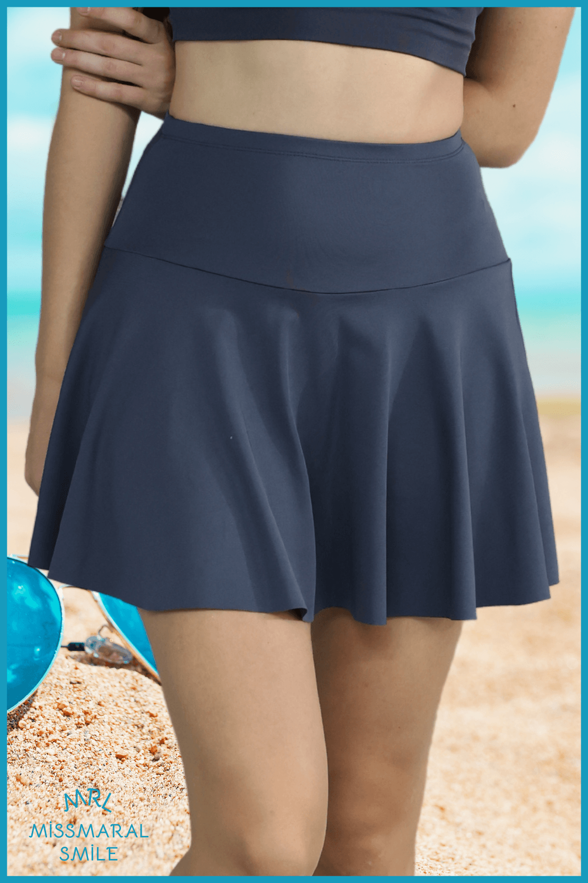 Antrasit Şortlu Etek Yüksek Bel Skirt With Shorts Casual Beachwear Tennis 1101