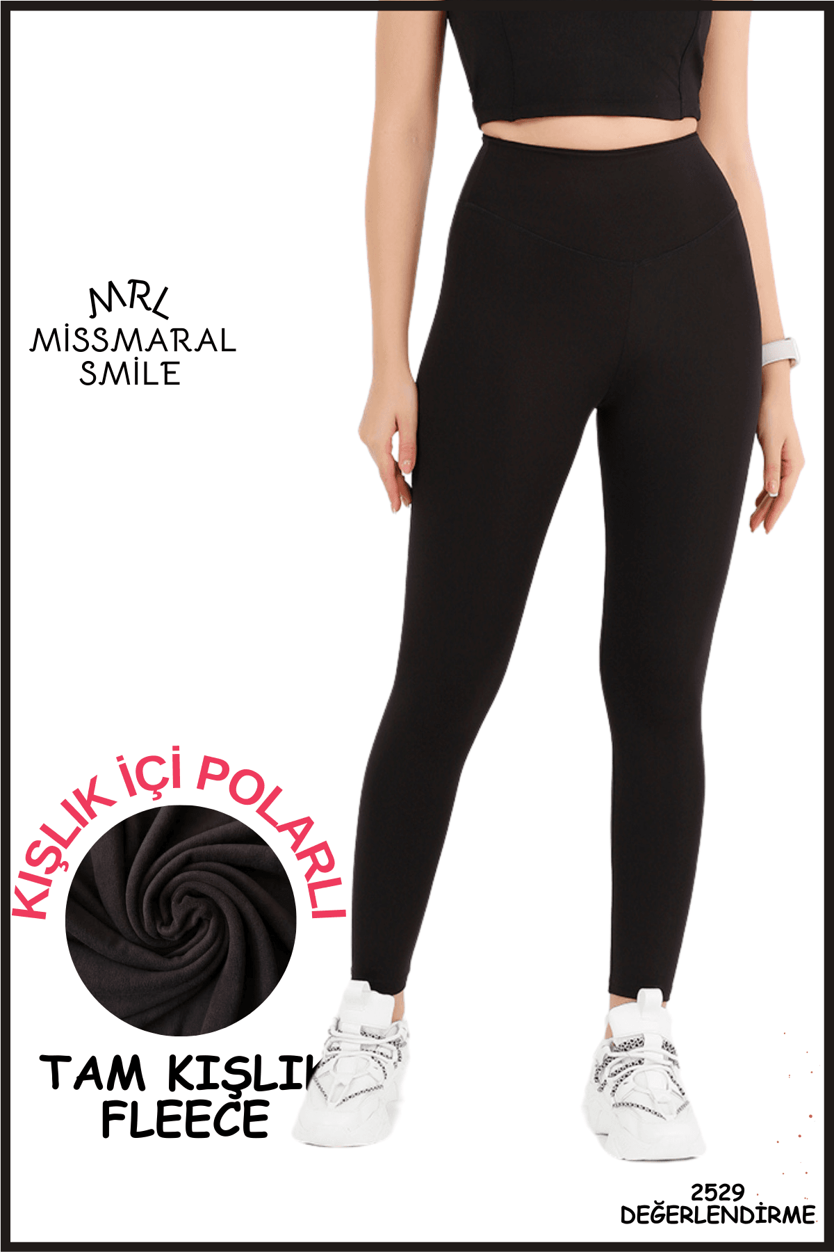 Kadın Siyah Yüksek Bel Kışlık Polarlı Toparlayıcı Tayt Curve High Waist Fleece Winter Tights 1024