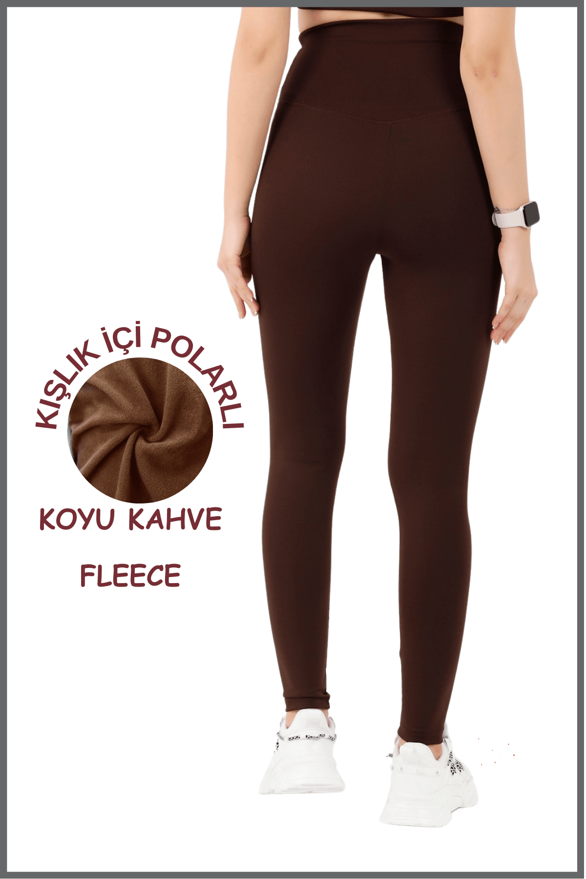 Kadın Kahve Yüksek Bel Kışlık Polarlı Toparlayıcı Tayt Curve High Waist Fleece Winter Tights 1024