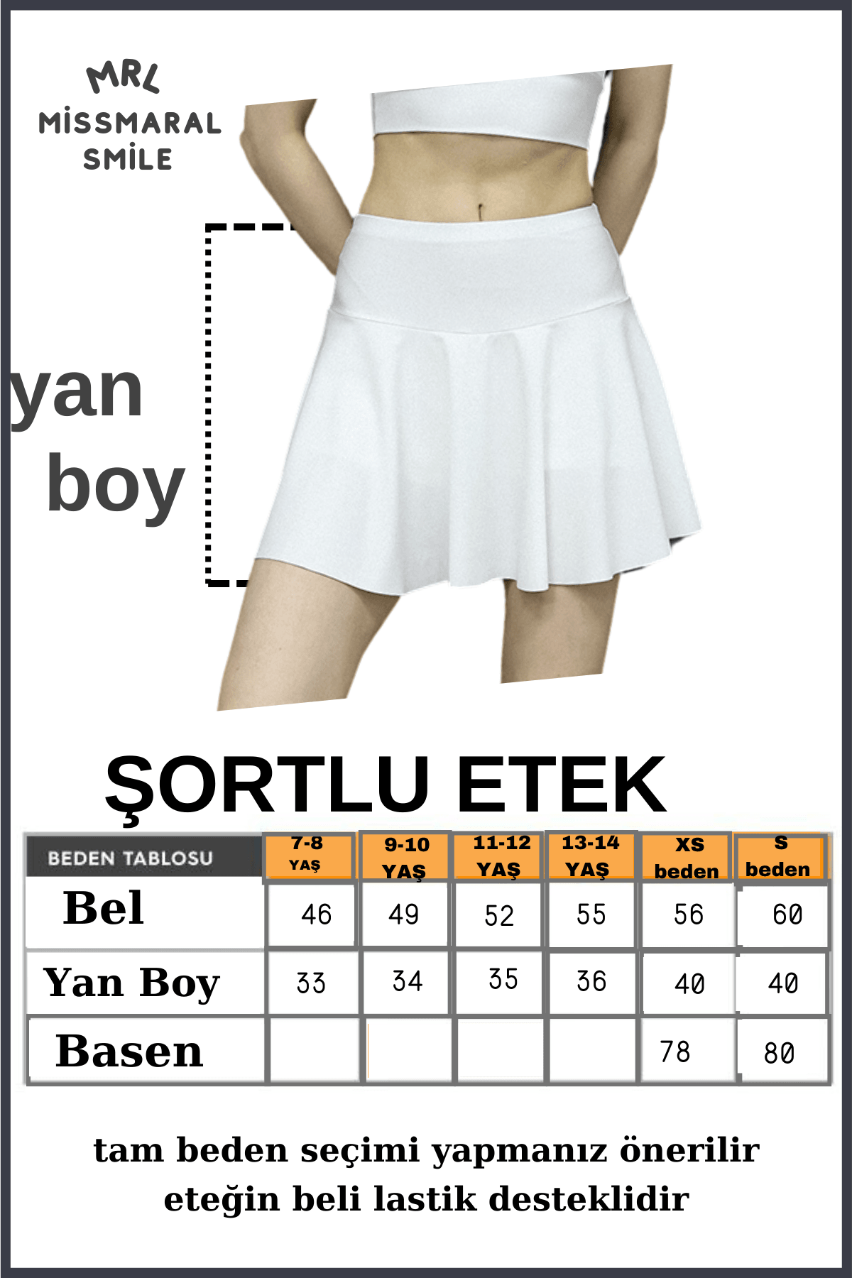 Beyaz Yüksek Bel Plaj Giyim Şortlu Etek Skirt With Shorts Beach Wear & Tennis 110101