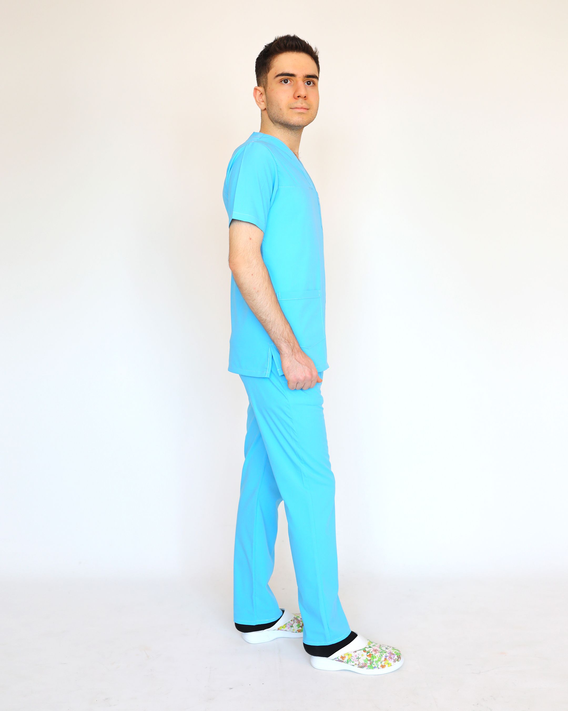 V Yaka Soft Likralı (Kalın Esnek Kumaş) Scrubs Takımı