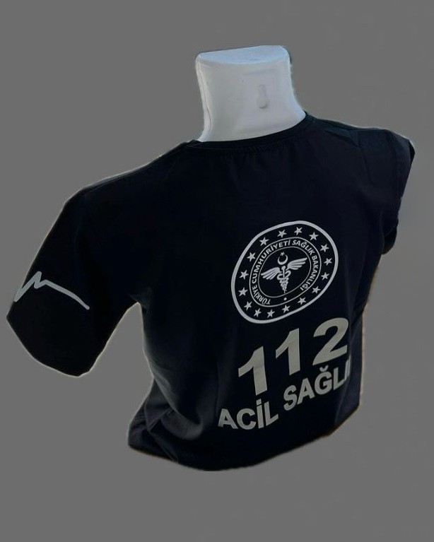 112 Acil Sağlık Paramedik Giyim T-Shirt - Siyah