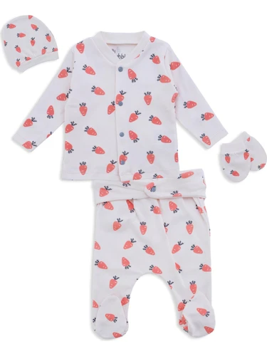 Happy Carrots Pamuklu Unisex 5’li Hastane Çıkış Seti