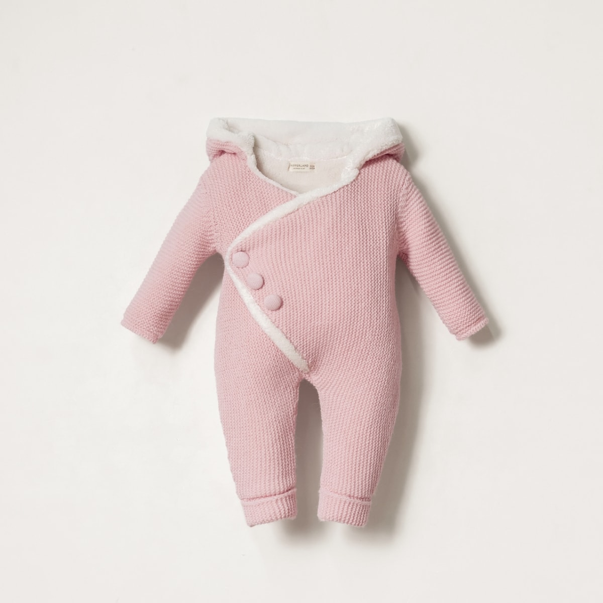 Vega Bebek Düğme Detaylı Kruvaze 3-6-9-12 Ay Linksli Velsoft Unisex Tulum - Pembe