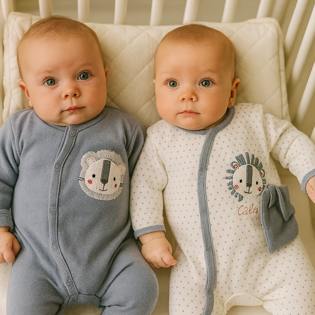 Aslanlı Pamuklu Kız Bebek Yenidoğan 4'lü Tulum Seti - Gri