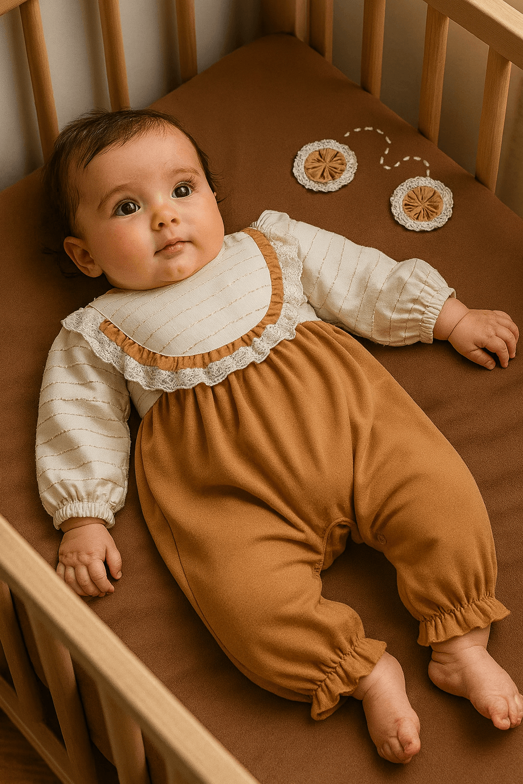 Alina Pamuklu Toka Hediyeli Simli Tulum - Kahverengi