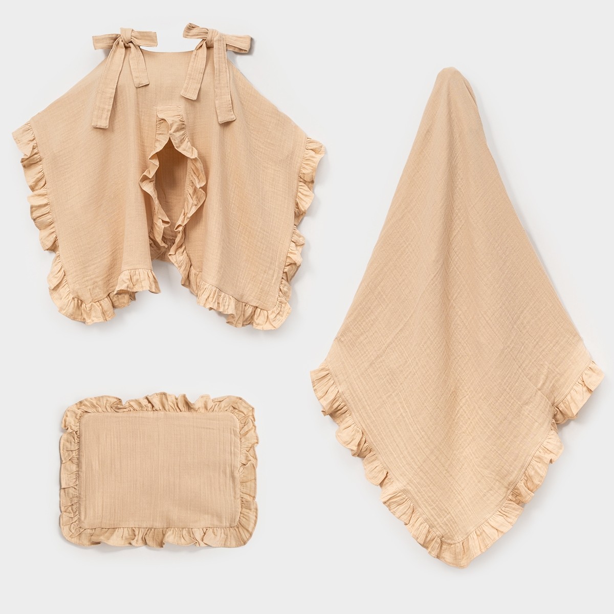 Unisex Puset Örtüsü Volanlı  - Bej