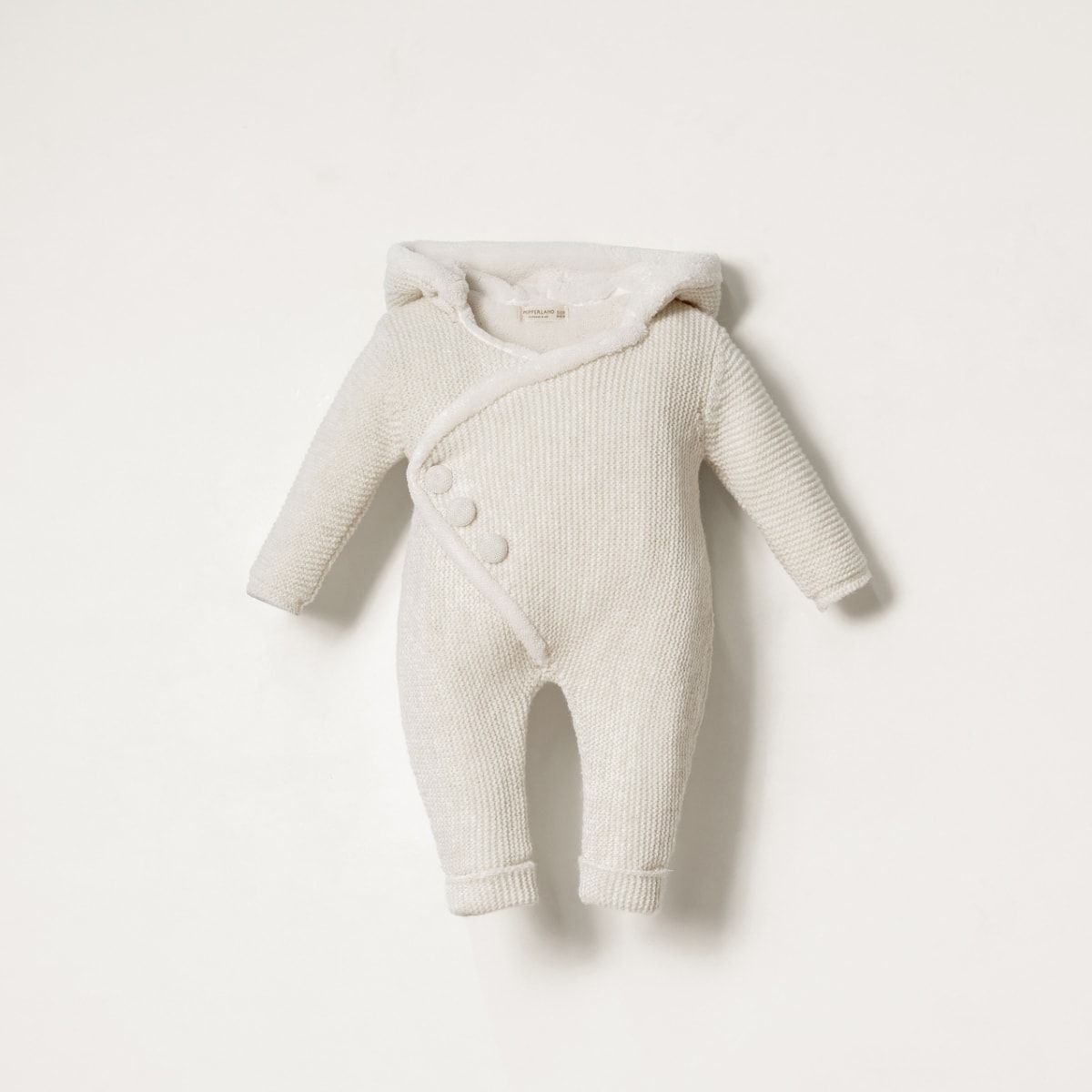 Vega Bebek Düğme Detaylı Kruvaze 3-6-9-12 Ay Linksli Velsoft Unisex Tulum - Krem