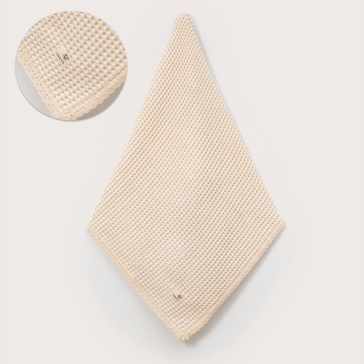 Unisex 110*110cm Fistolu Petek Battaniye - Bej
