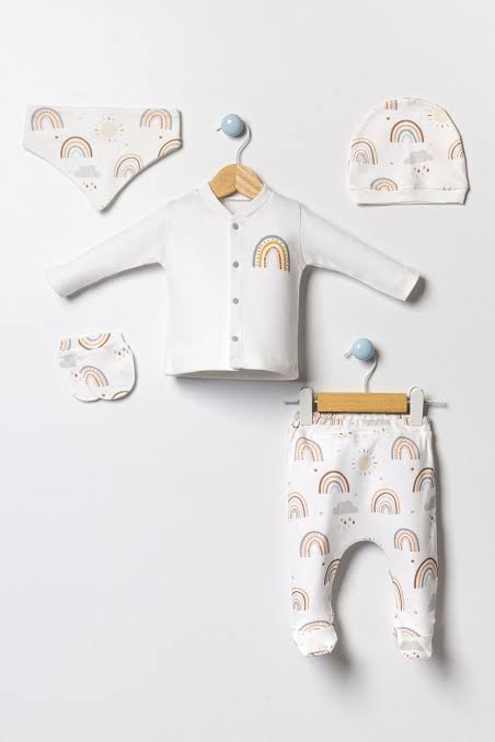 Rainbow Pamuklu Unisex 5’li Hastane Çıkış Seti
