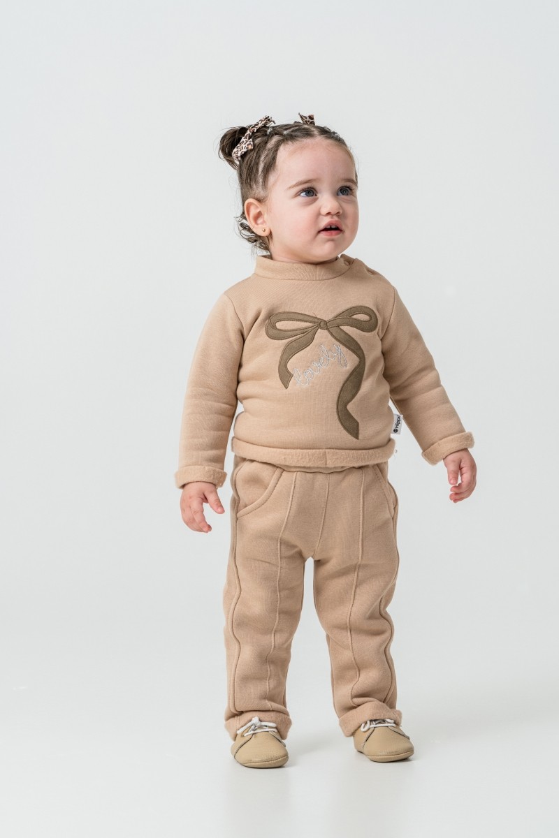 Peluş Yelekli Kız Bebek 9-12-18 Ay 3lü Takım