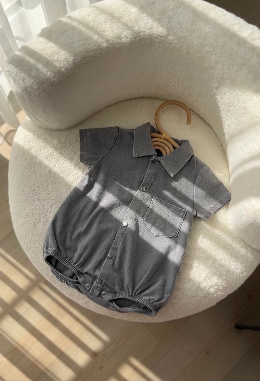 Specter Denim Reflektörlü Ayı Desenli Erkek Bebek Tulum Barbatöz - Antrasit
