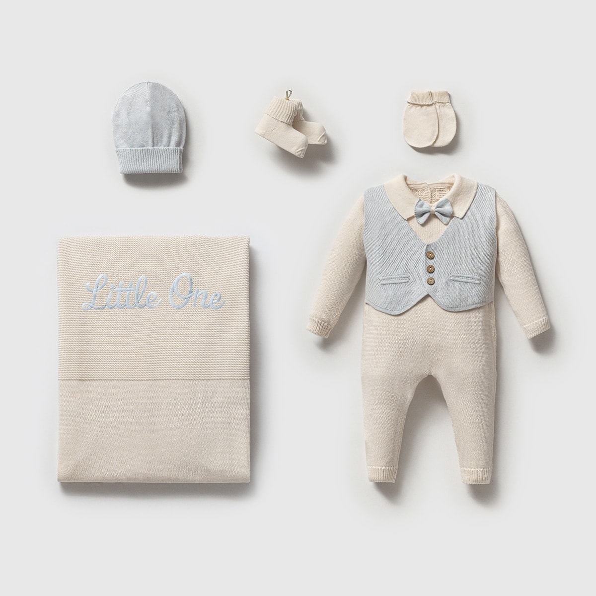 Little One Organik Pamuklu Premium Erkek Bebek Hastane Çıkış Seti - Mavi