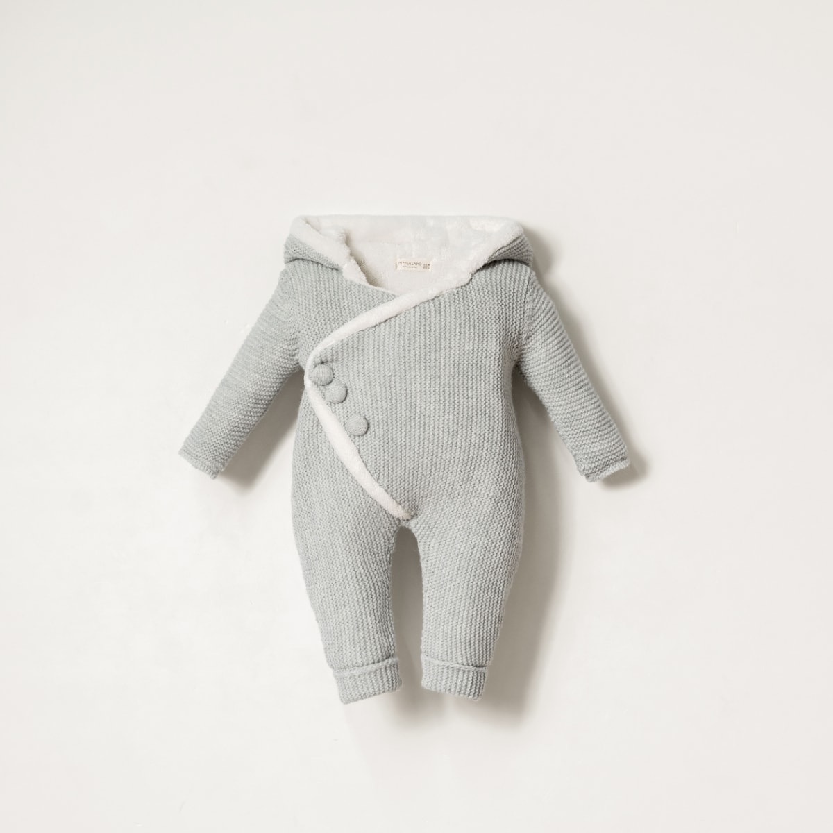Vega Bebek Düğme Detaylı Kruvaze 3-6-9-12 Ay Linksli Velsoft Unisex Tulum - Gri